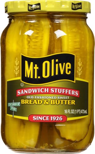 MT. OLIVE Sandwich Stuffers - Bread & Butter Pickles in a 16 oz Jar - Perfect for Burgers, Sandwiches & Snacking