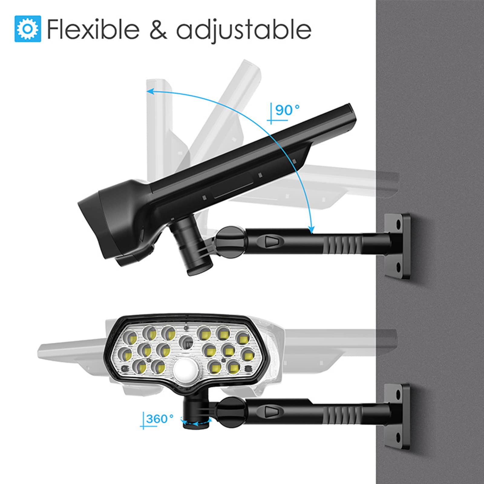 Solar Security Light Outdoor - 360° Adjustable Motion Sensor Solar Powered Wall Light with Dummy Camera for Garden, Door, Pathway, Yard & Garage | Weatherproof LED Night Light for Home Safety & Property Protection