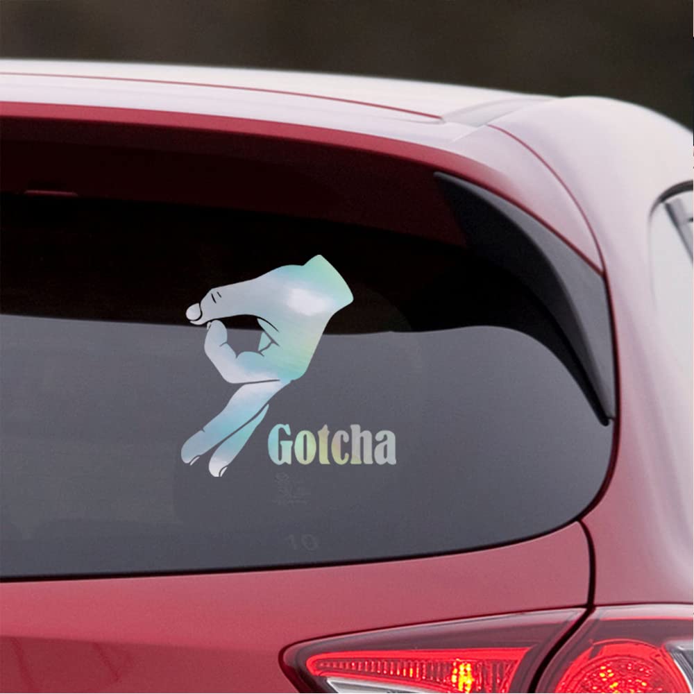 Premium Waterproof Vinyl Decal Stickers - Symbol Gotcha Hand Hologram (Set of 2) for Laptop, Phone, Helmet, Car Window, Bumper, Mug, Cup, Door & Wall - Durable Decorative Stickers for Personalization & DIY Projects