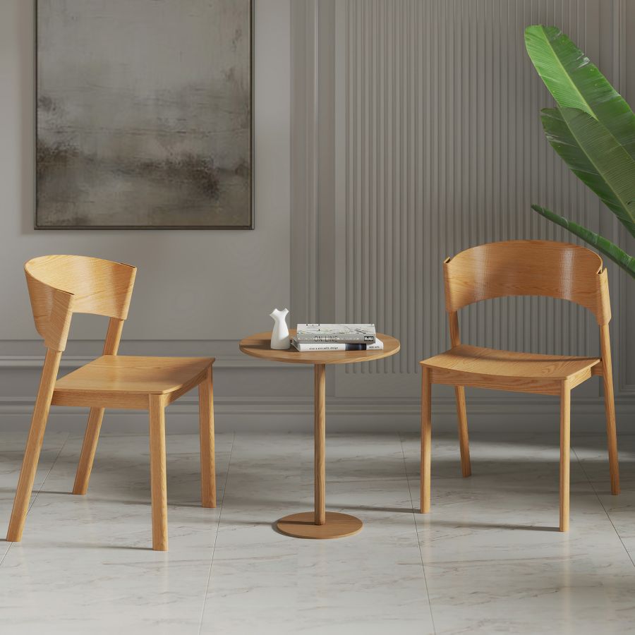 Elias Contract Grade Wooden Chairs, Set of 2 in Natural Finish - Perfect for Dining Room, Kitchen, or Office Use