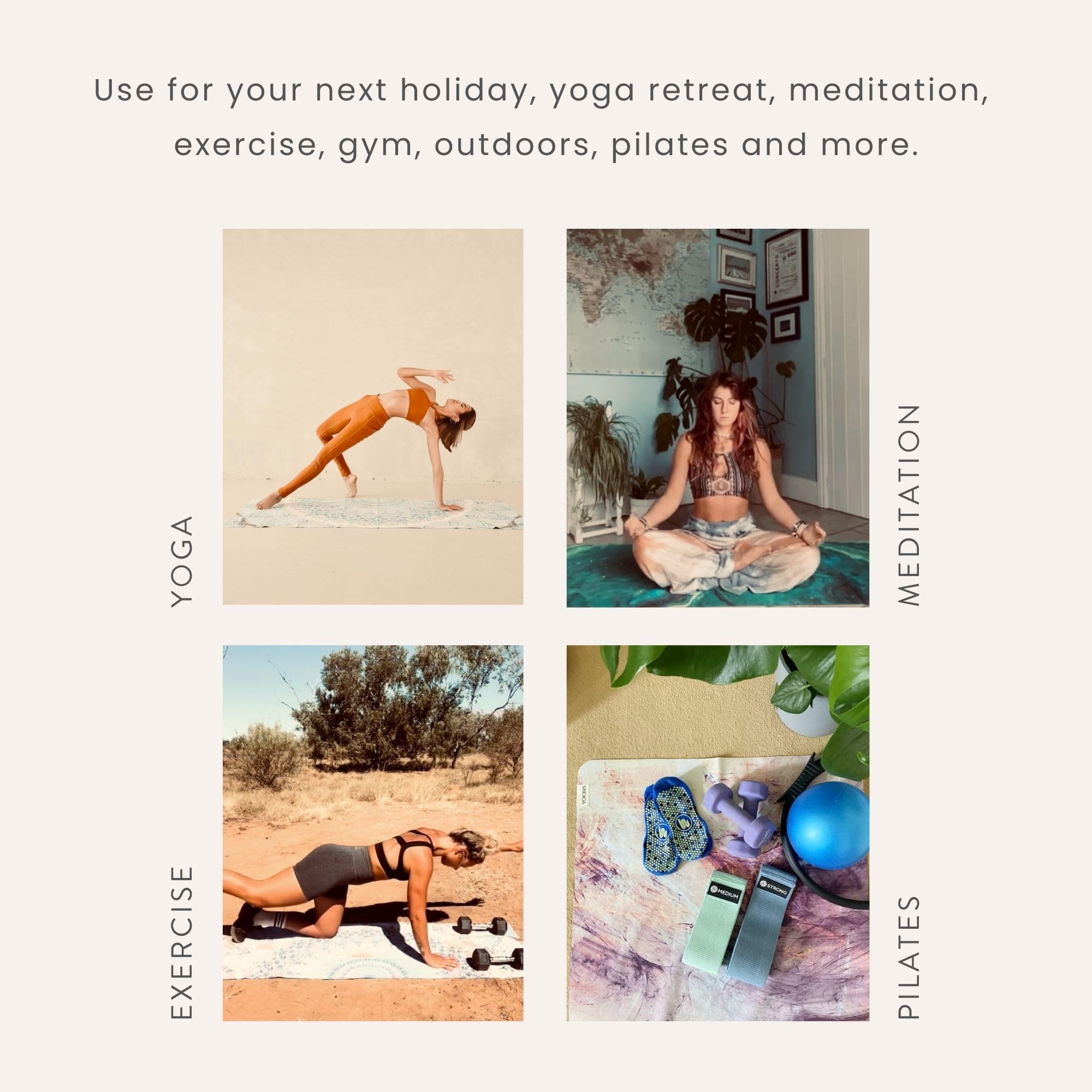 Eco-Friendly Travel Yoga Mat 1.5mm - Foldable & Lightweight Exercise Mat for Yoga, Pilates, Gym, Backpacking & Outdoor Activities | Machine Washable | Perfect for Travel, Yoga Retreats & Home Workouts