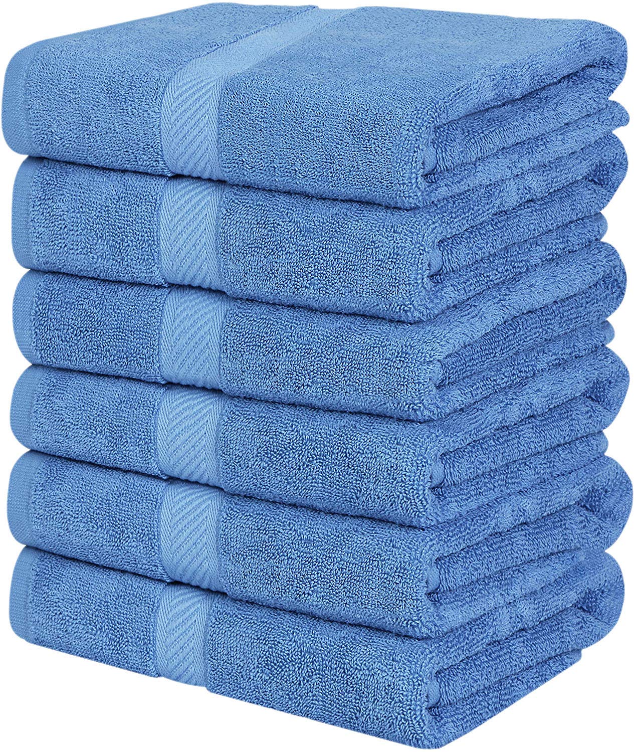 Premium 6-Pack Bath Towel Set - 100% Ring Spun Cotton, 24x48 Inches | Medium Weight, Super Absorbent & Quick Dry | Hotel & Spa Quality Towels for Bathroom, Gym & Beach (Electric Blue) - Soft & Durable Cotton Towels for Everyday Use