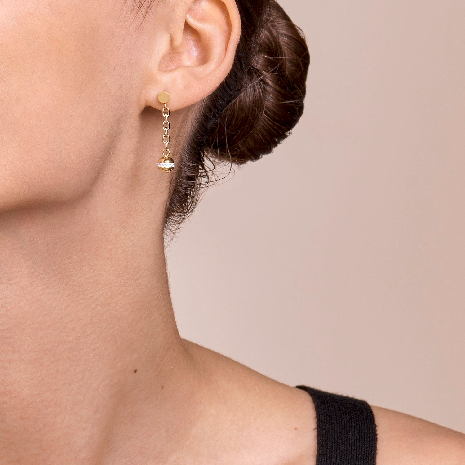 4 in 1 Stainless Steel Ball Chain Earrings with Hematite Accents - Elegant Gold Jewelry for Women, Perfect for Parties, Weddings & Everyday Wear