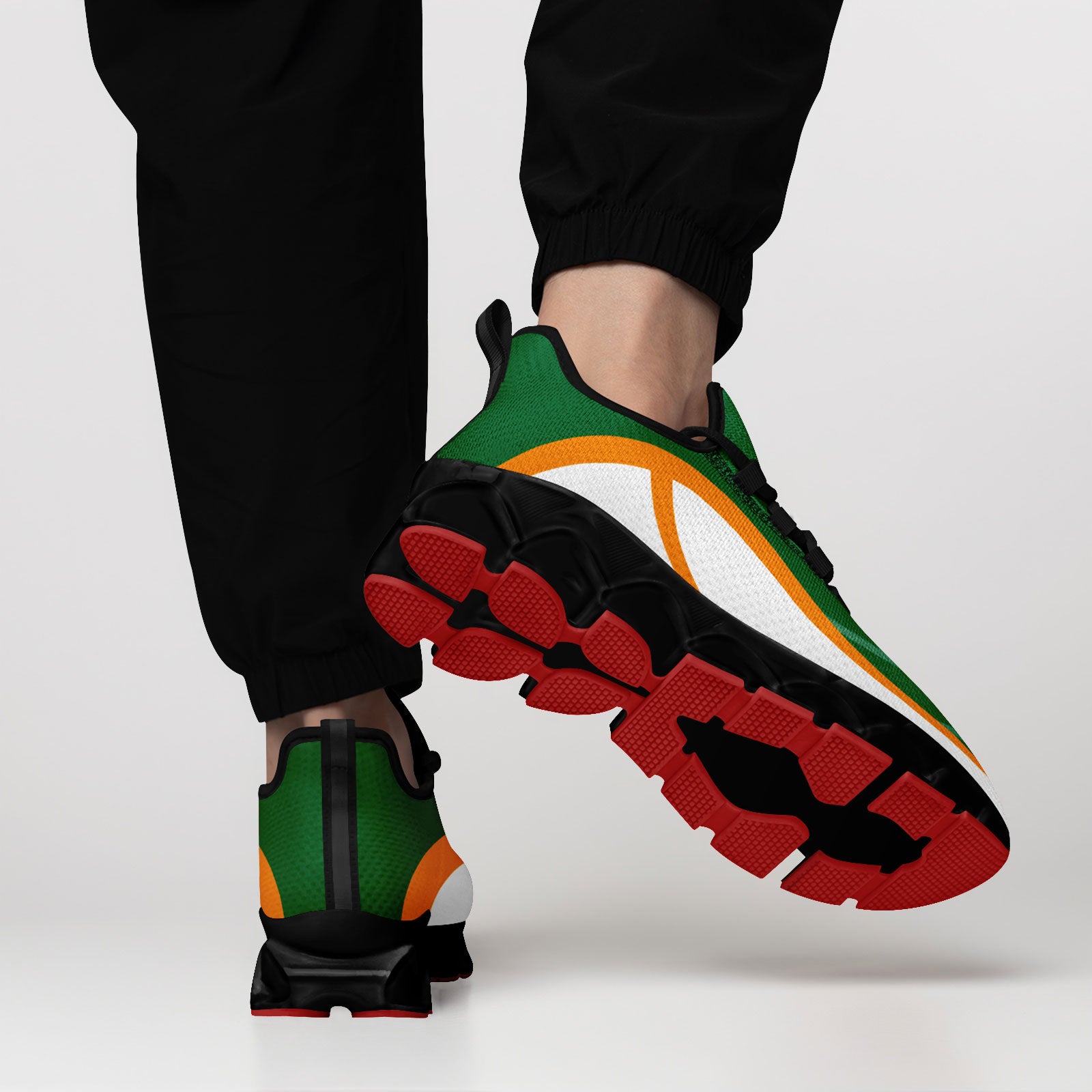 Custom Green & Orange Maxsoul Personalized Sneakers - Lightweight Comfortable Athletic Shoes for Men & Women | Perfect for Running, Gym Workouts & Casual Wear (Model: FN003XD D020391)