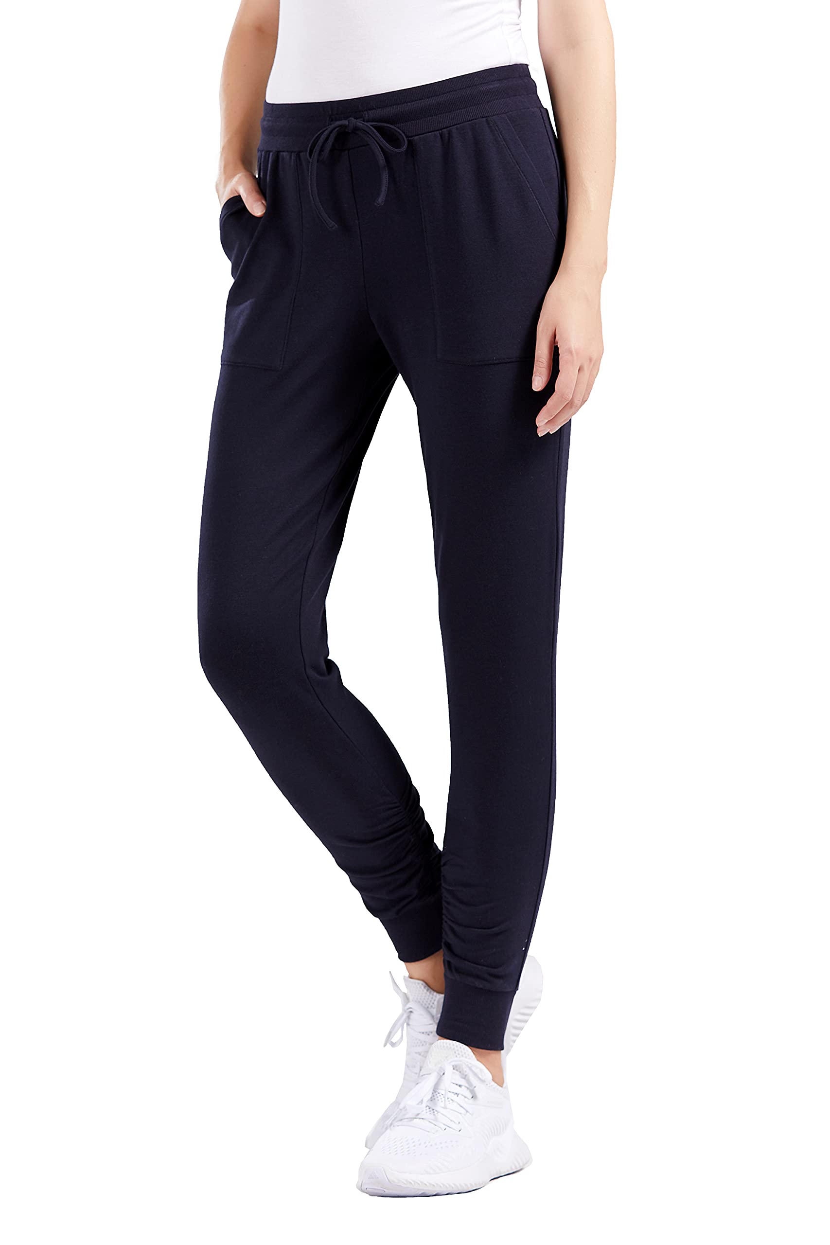 Super Soft Women's Jogger Pants with Pockets - Mid Rise Slim Fit Yoga Pants for Running, Lounge & Workout - Comfortable Athletic Leggings for Gym, Travel & Casual Wear