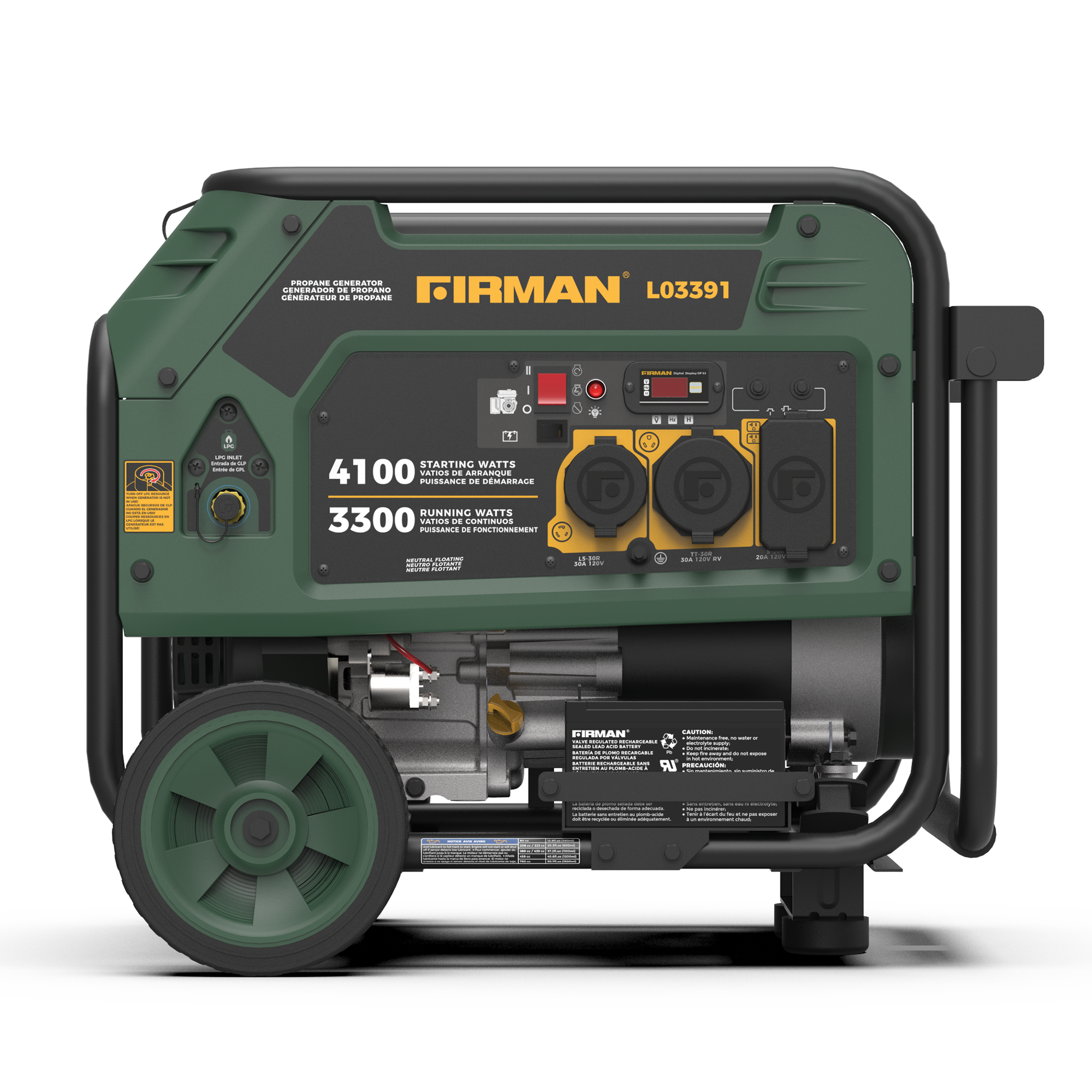 4100W LPG Portable Generator with Electric Start - Perfect for Camping, RV Trips, and Emergency Power Backup