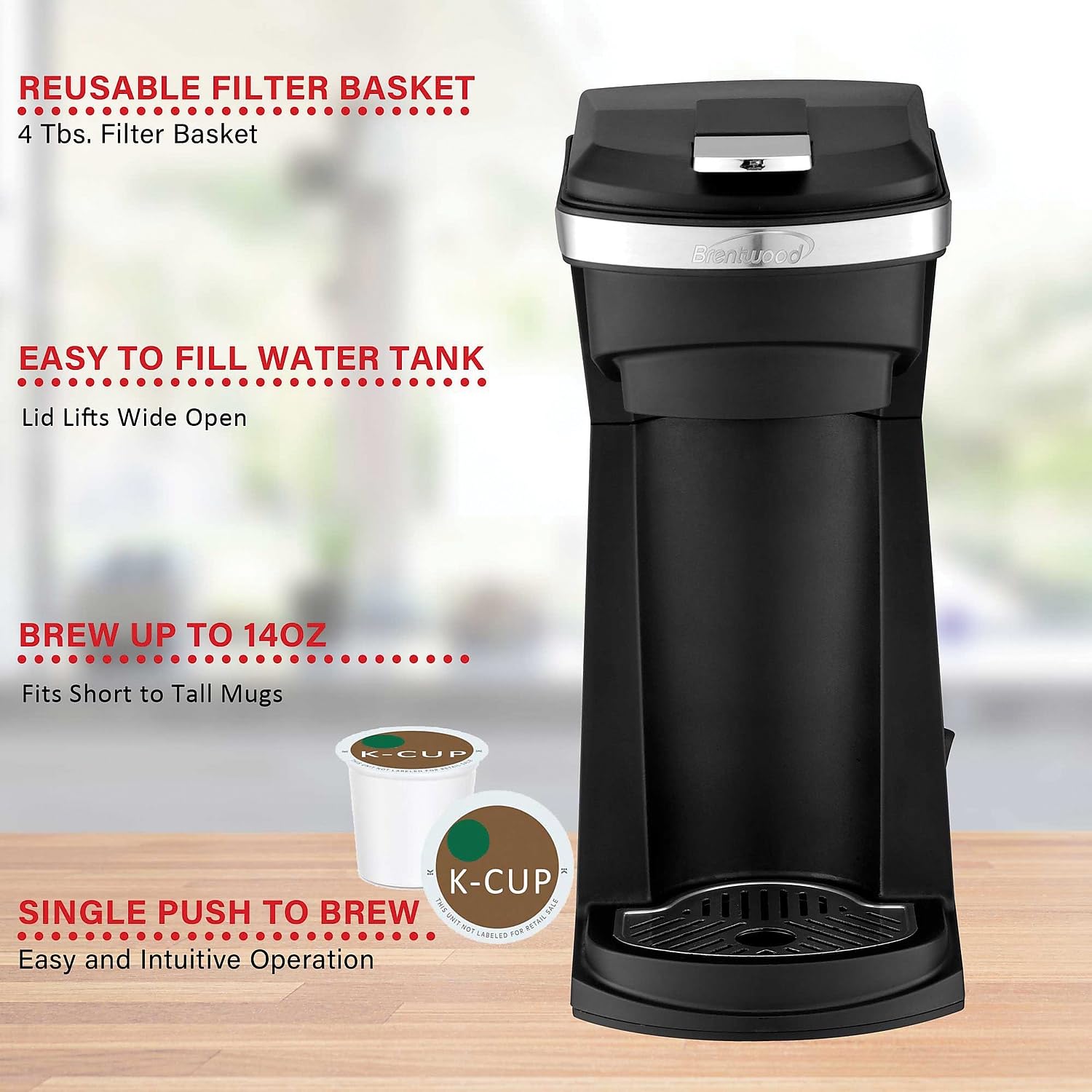 Brentwood TS-1101BK 12-Cup Electric Coffee Maker with Glass Carafe - Black - Fast Brewing for Home, Office & Restaurants