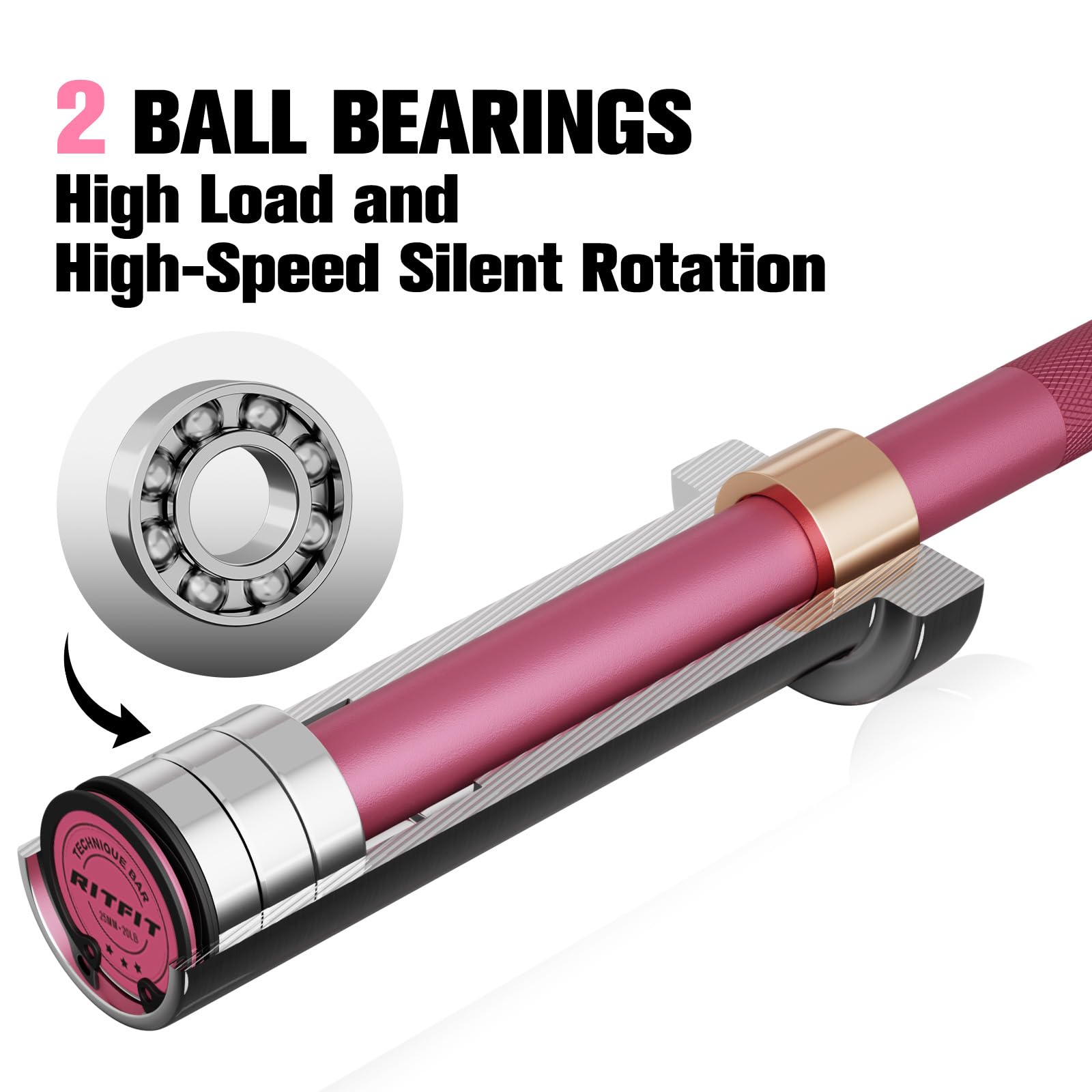 RITFIT 4ft/6ft Olympic Barbell for Strength Training - 2 Inch Weightlifting Bar for Squat, Deadlift, Bench Press - 500lbs Capacity with Weight Plates - Perfect for Home Gym & CrossFit Workouts