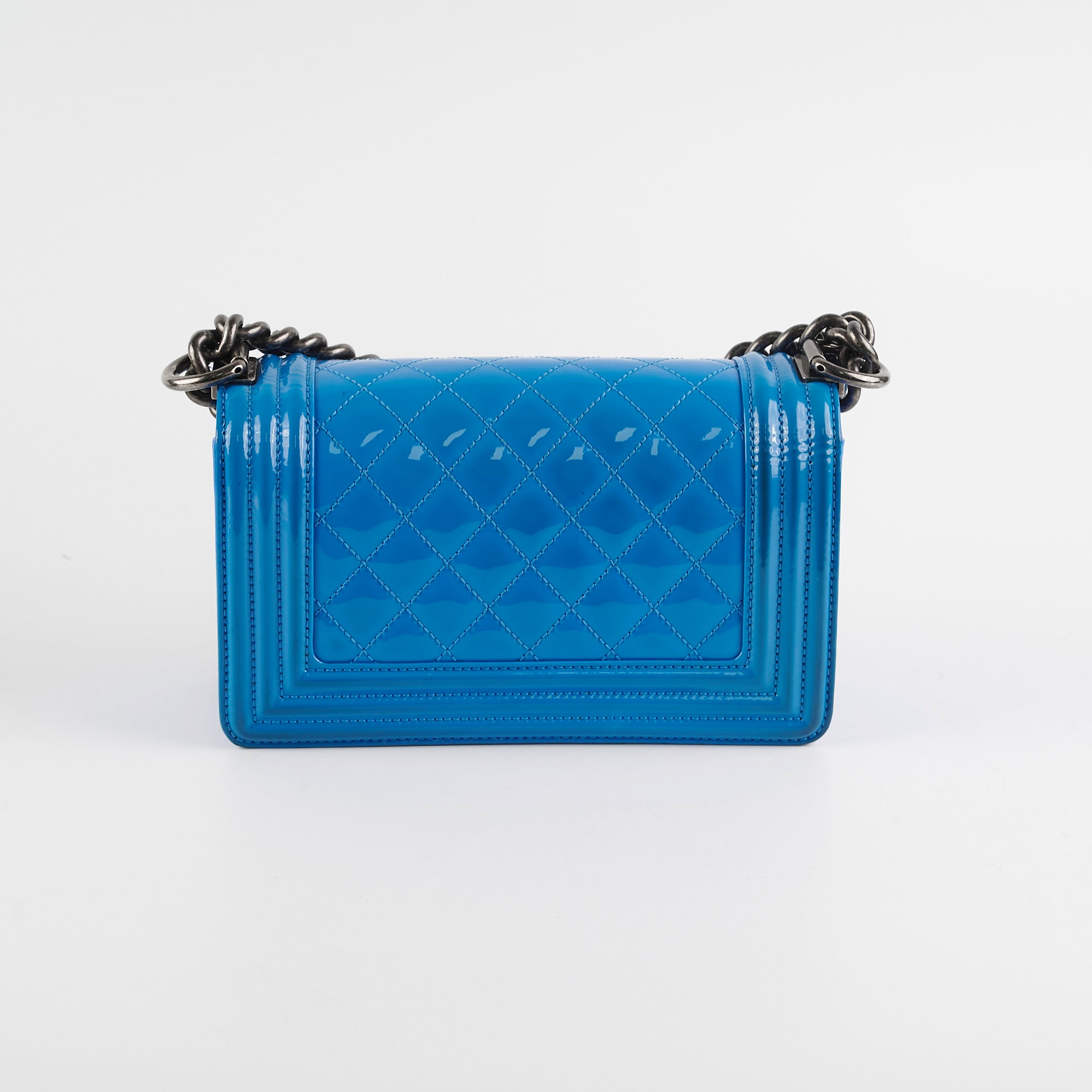 Chanel Small Boy Patent Blue Leather Crossbody Bag - Luxury Handbag for Women, Perfect for Parties, Dating & Everyday Use