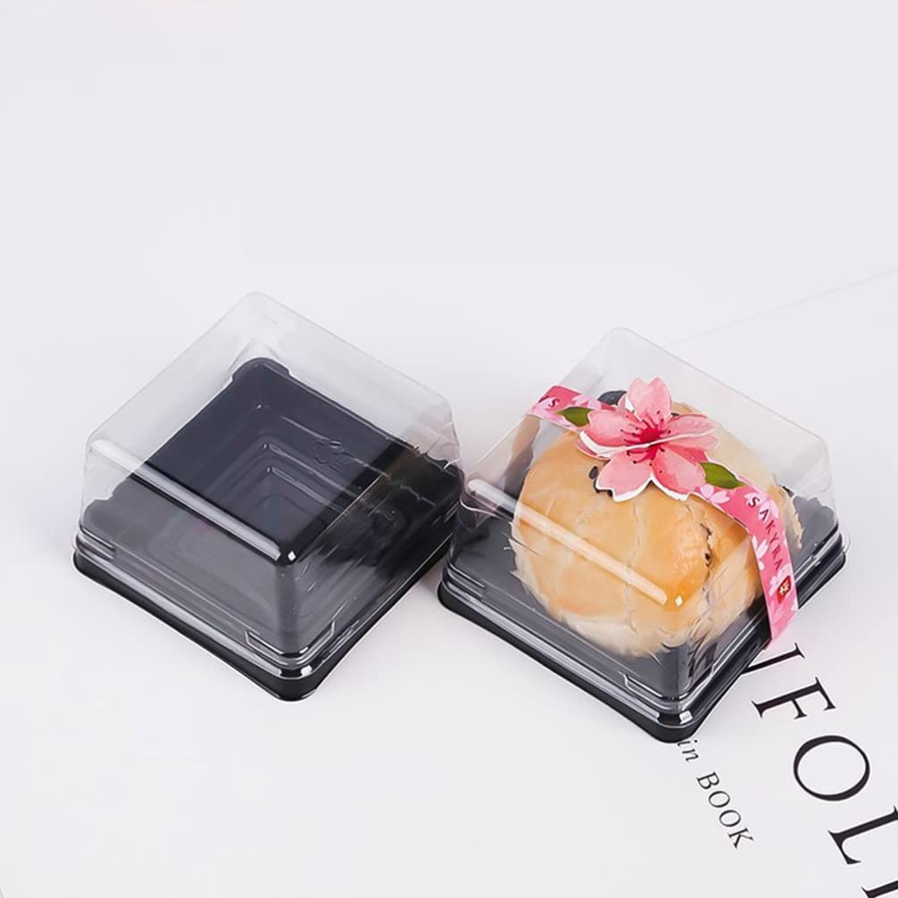 50-Pack Clear Square Cake Boxes with Lids - Premium Mooncake, Egg Yolk Puff & Muffin Storage Containers - Perfect for Home Baking, Party Desserts & Gift Packaging