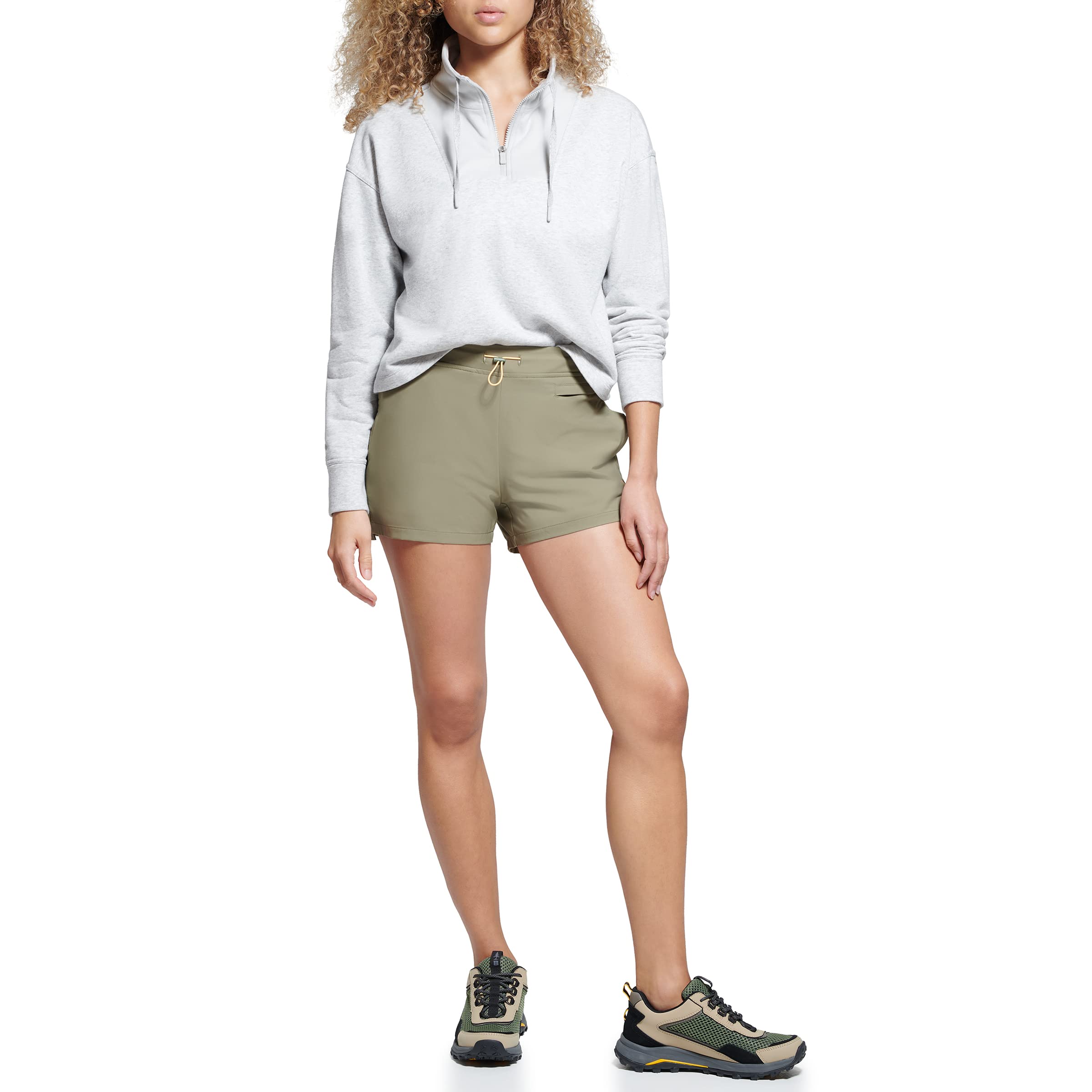 BASS OUTDOOR Women's Quick-Dry Woven Shorts - Lightweight & Breathable for Hiking, Yoga, and Summer Outdoor Activities