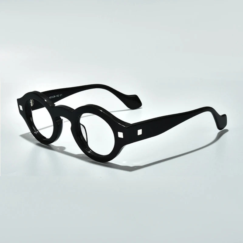 Stylish Unisex Black Acetate Round Eyeglasses L2036 - Perfect for Work, Reading & Fashion Accessories