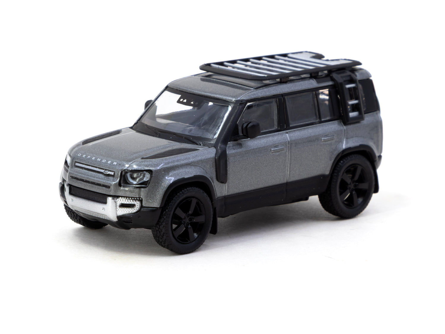 Tarmac Works 1/64 Scale Land Rover Defender 110 Diecast Model Car - Grey Metallic Finish | Collectible Miniature SUV for Display & Diorama | Perfect for Car Enthusiasts & Model Collectors