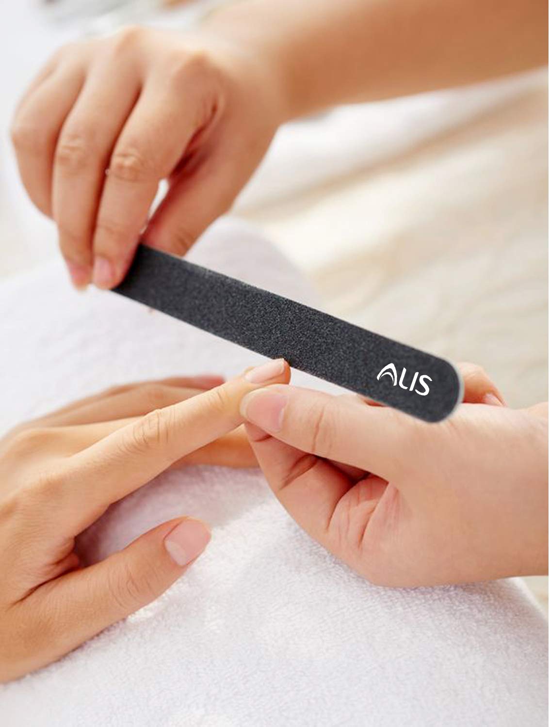 Alis Professional Double Sided Nail File 180/220 Grit - Nail Buffing, Manicure & Nail Art Tool (1 Piece Set) - Perfect for Home Salon, DIY Nail Care & Professional Use