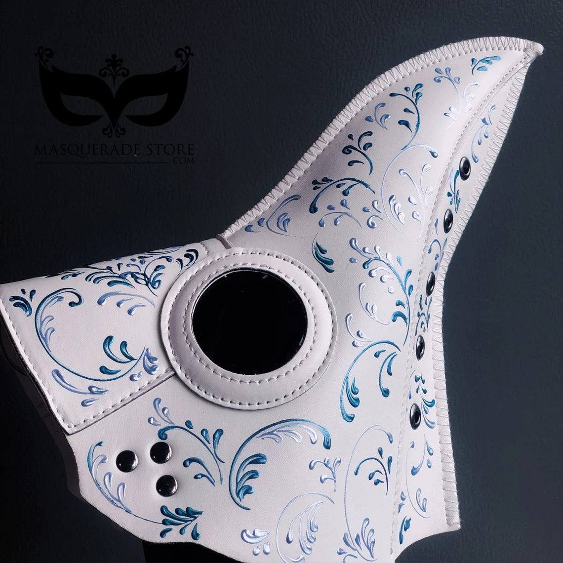 Vegan Leather Plague Doctor Mask - White | Halloween Costume, Cosplay, Steampunk, Renaissance Fair Accessory