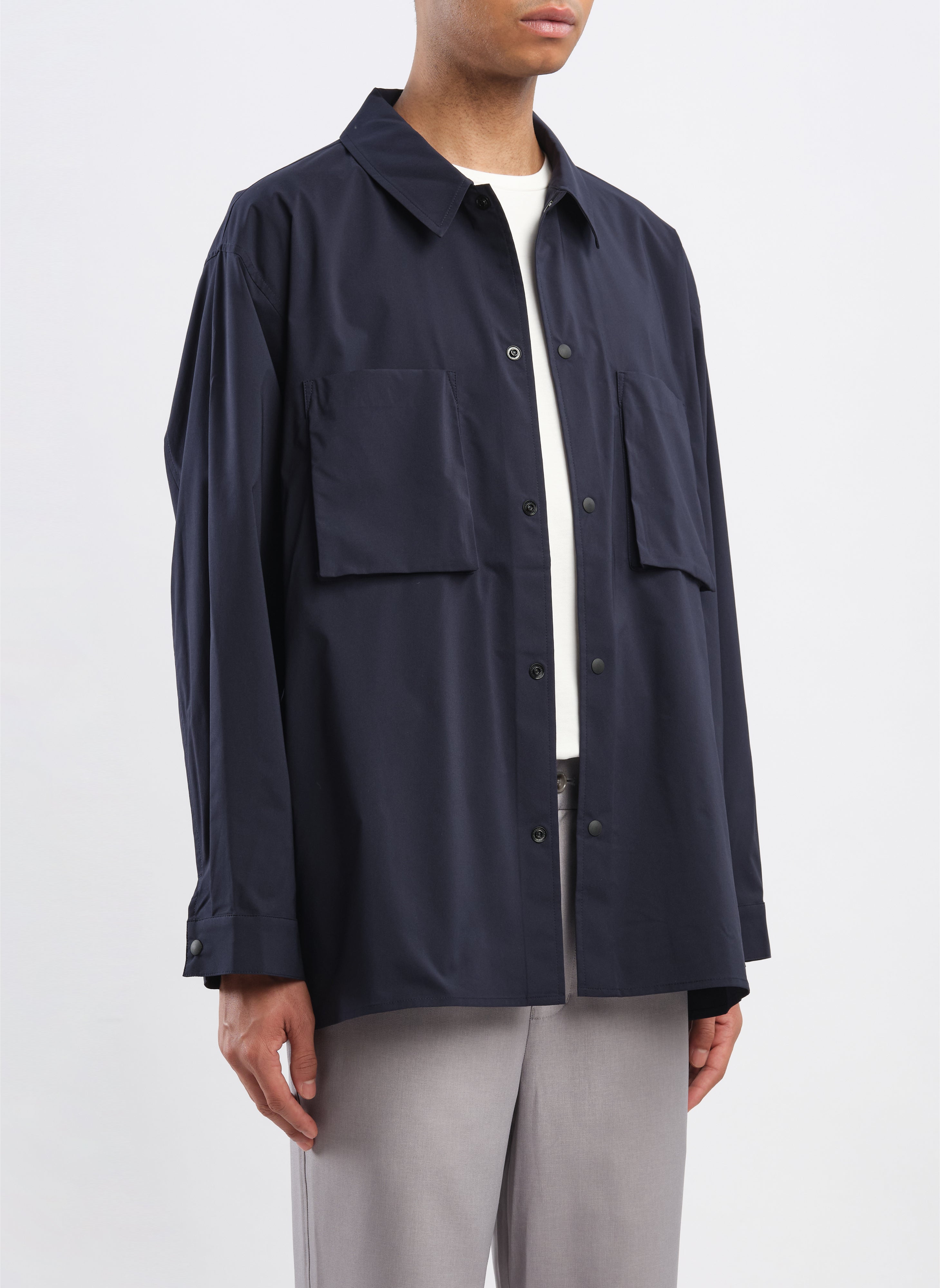 Minotech Snap Button Pocket Open Collar Shirt for Men - Casual Office Wear & Outdoor Activities