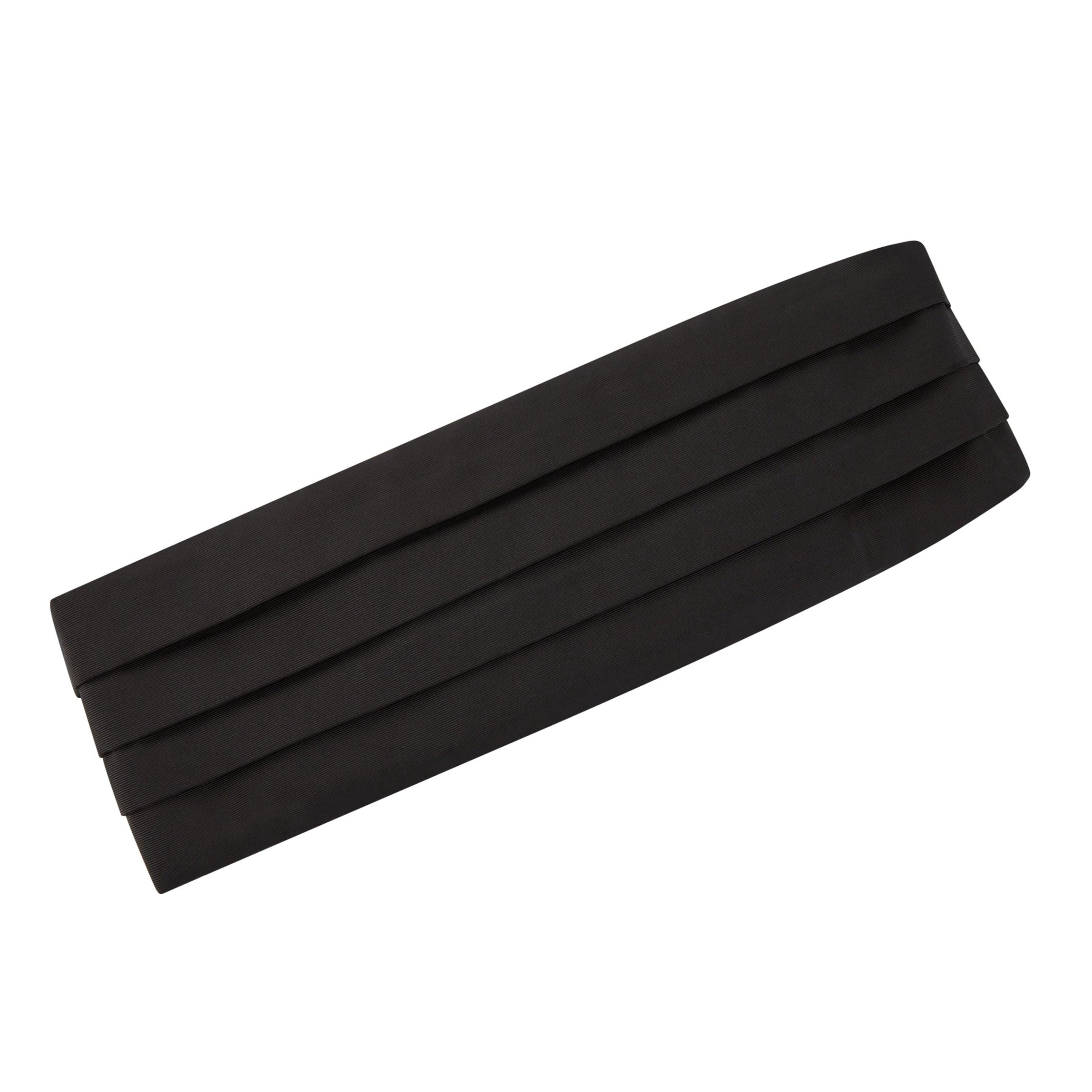 Black Grosgrain Silk & Cotton Cummerbund for Men - Elegant Formal Waistband for Tuxedo, Wedding & Black Tie Events