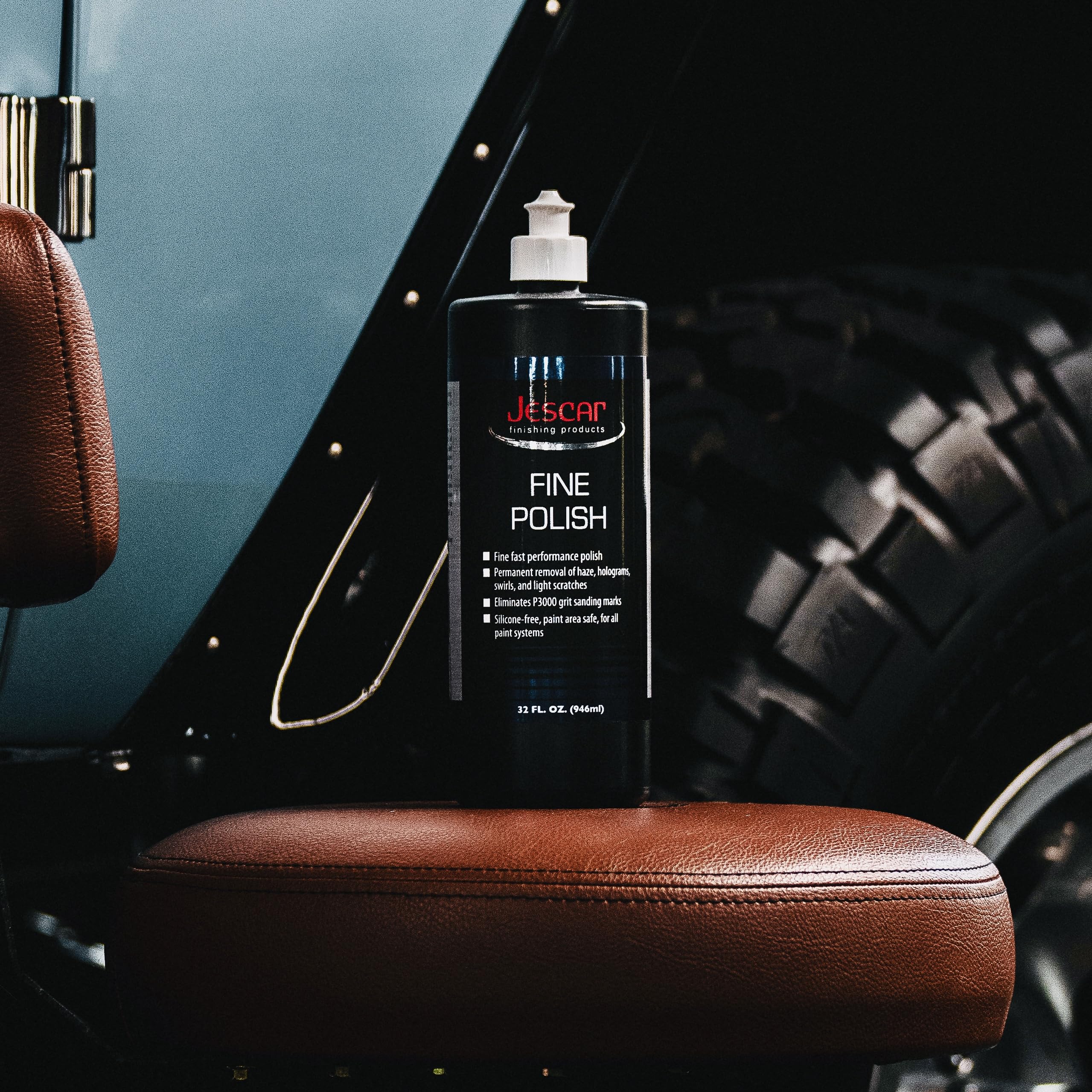 Jescar 32oz Fine Polish - Professional Car Detailing Polish for Swirls, Holograms & Light Scratches | Body Shop Safe | Removes P3000 Grit Marks | Enhances Gloss & Clarity - Perfect for Car Show Prep & Daily Vehicle Maintenance