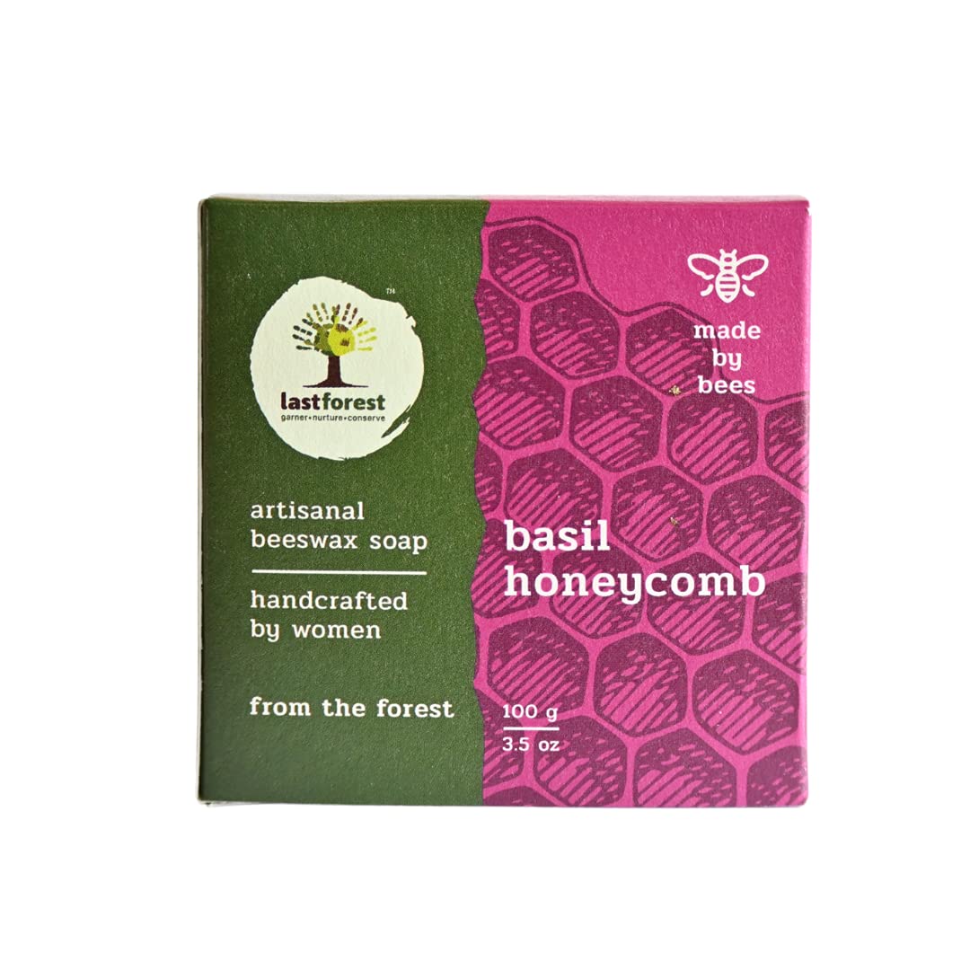 Last Forest Beeswax Soap (100g) - Natural Herbal Bath Bar for Glowing Skin | Handmade with 100% Pure Ingredients | Moisturizing Basil Scented Soap for Men & Women | Perfect for Daily Skincare & Relaxing Bath Time