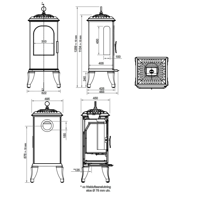 Westbo Victoria 125 Cast Iron Stove - Classic Fireplace for Cozy Living Rooms & Rustic Cabins