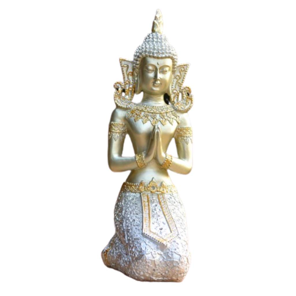 10.4 Inch Resin Buddha Statue - Handcrafted Retro Kneeling Buddha Sculpture for Home & Office Decor, Meditation Room, Yoga Studio & Zen Garden - Perfect Gift & Spiritual Ornament (Color A)