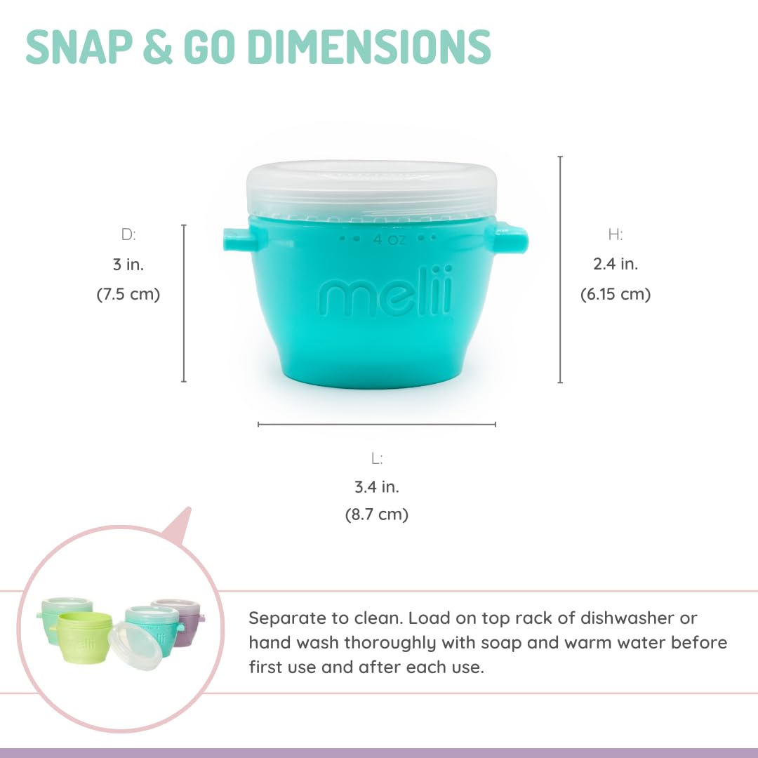 Melii Snap & Go Baby Food Storage Containers - 8 Pack, 4 oz Stackable Freezer Safe Containers with Airtight Lids, BPA-Free for Meal Prep & On-the-Go Snacks | Perfect for Baby Food, Toddler Snacks, Lunch Box & Travel | Microwave Safe & Dishwasher Friendly