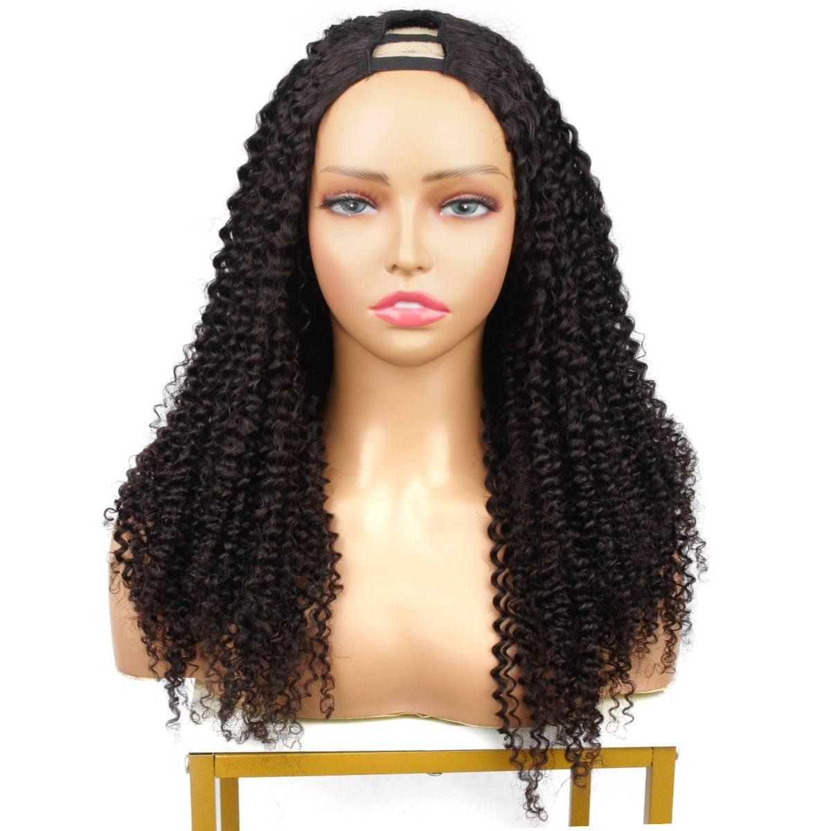 Jerry Curl V Part 100% Human Hair Wig - Natural Black Wavy Lace Front Wig for Women | Perfect for Daily Wear, Cosplay & Special Occasions