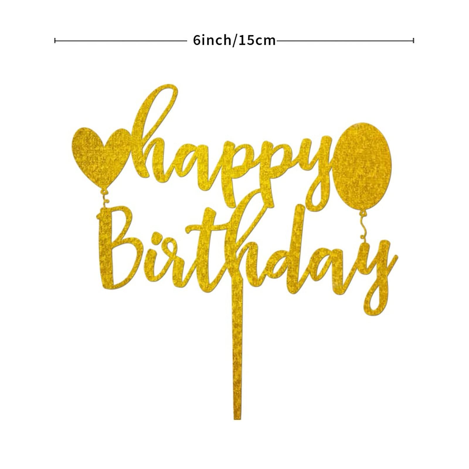 Gold Acrylic Rabbit Deer Antlers Cake Topper - Happy Birthday Party Supplies for Kids, Custom Anniversary Cake Decorations - Perfect for Birthday Cakes, Baby Showers & Wedding Celebrations