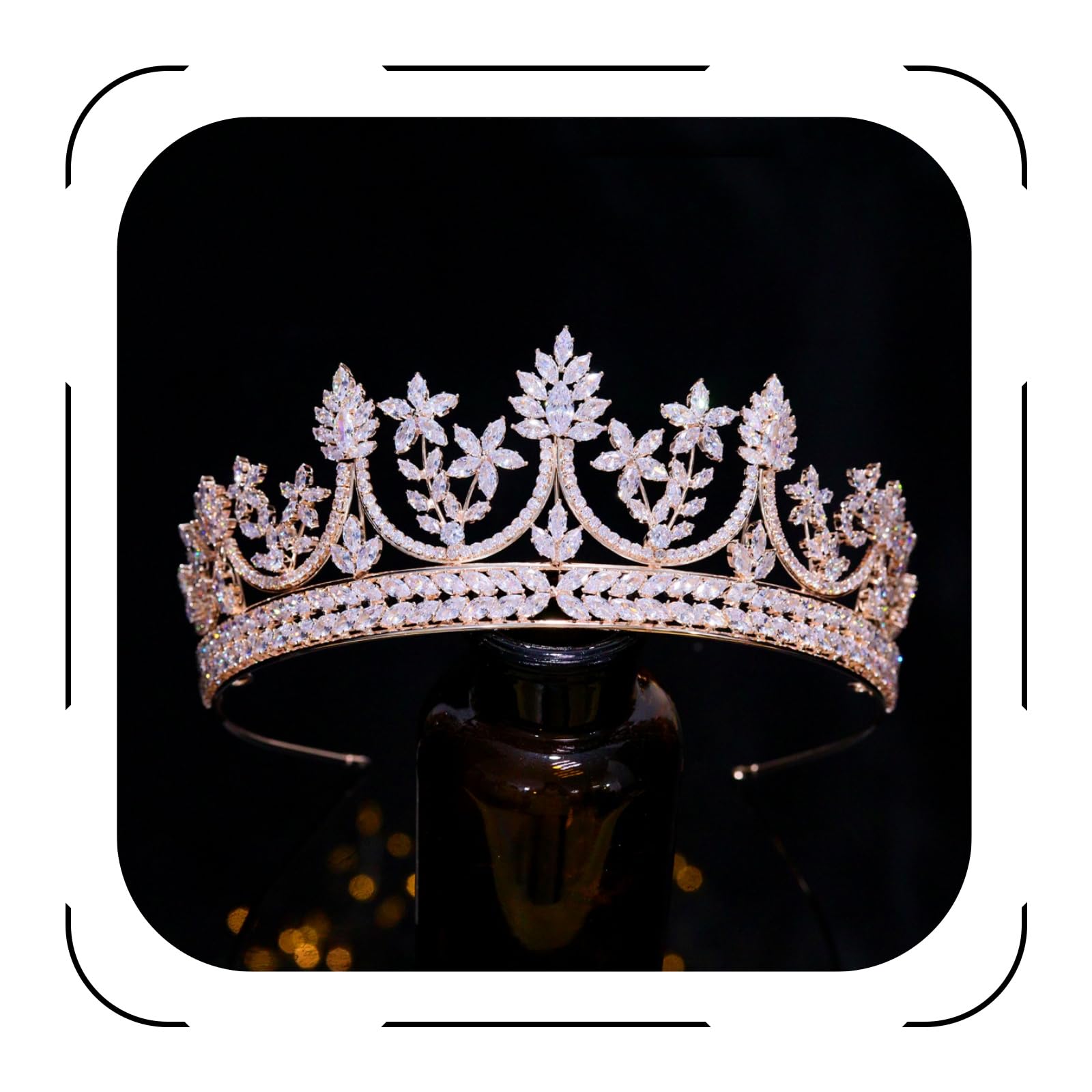 Jorsnovs Fashion Full Cubic Zirconia Crown - Elegant Wedding Bridal Tiara & Birthday Queen Headpiece | Zircon Hair Accessories for Brides, Prom, Pageants & Special Occasions