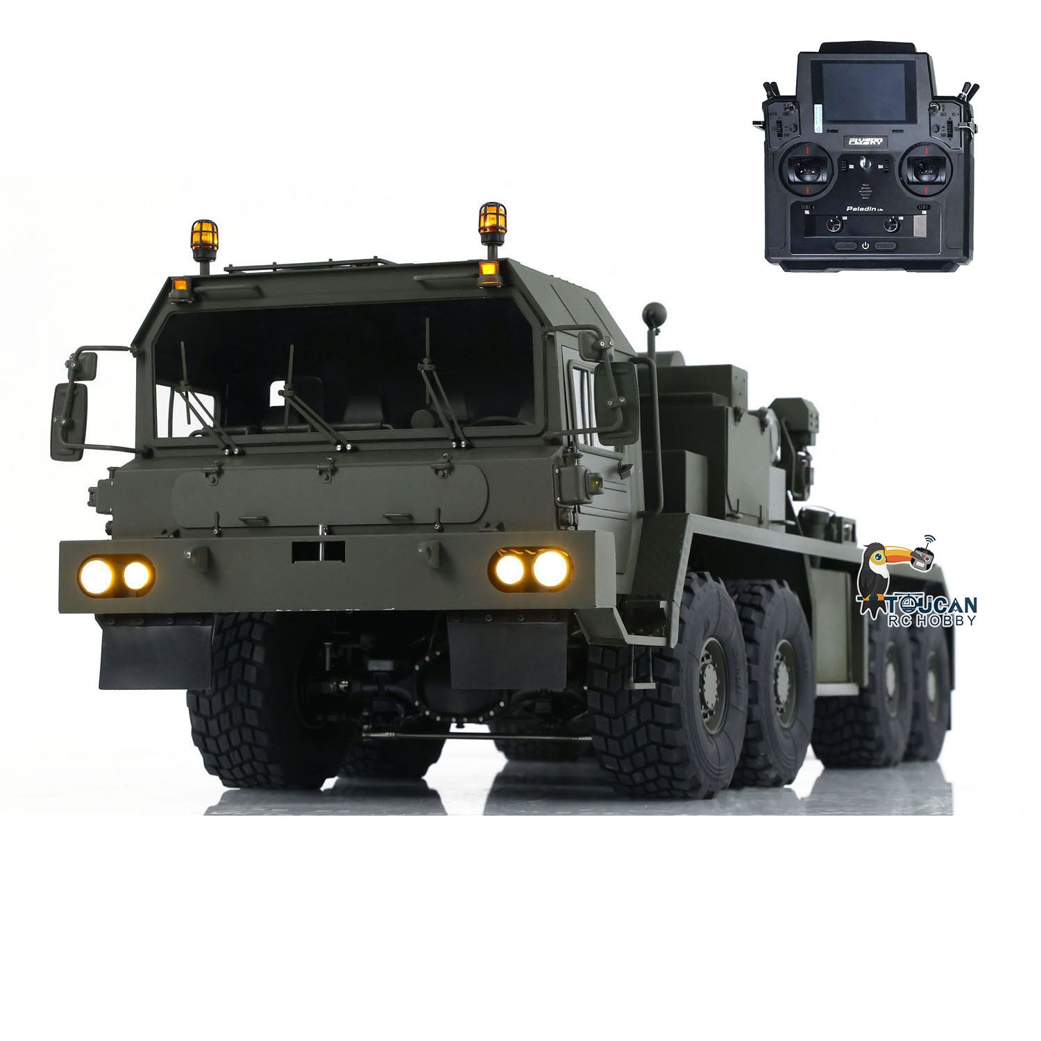 1/14 Scale TOUCAN 8x8 RC Tractor Truck - Full Metal Remote Controlled Military Transport Vehicle with FlySky PL18 Lite Transmitter (PNP Ready, Painted Model) - Perfect for Off-Road Adventure, Military Simulation & RC Hobby Enthusiasts