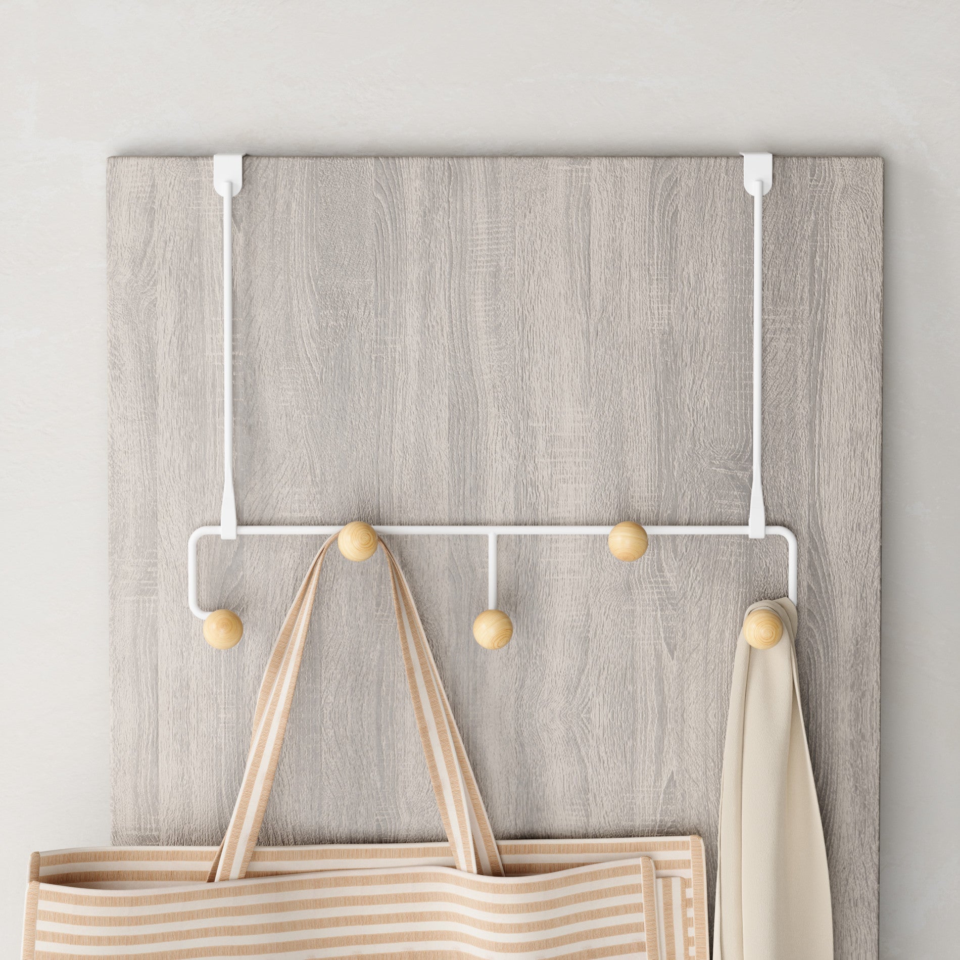 Estique 5-Pack Over The Door Hooks - Heavy Duty Hanging Organizer for Towels, Robes, Clothes & Accessories - Space Saving Solution for Bathroom, Bedroom, Closet & Dorm Room