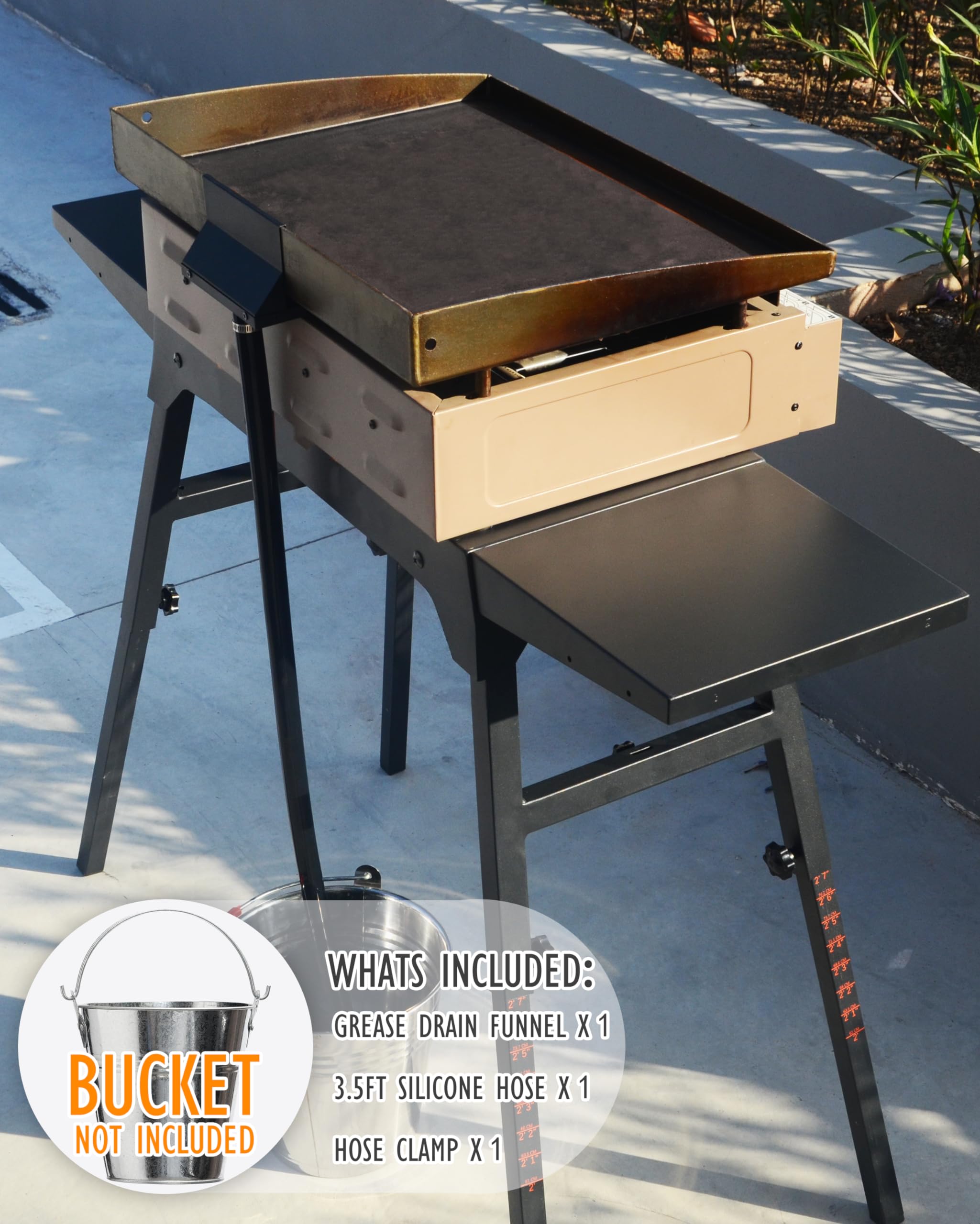 Upgraded Grease Catcher & Grease Gate for Blackstone Griddle - Rear Grease Drainage Funnel with Custom Capacity | No-Liner Design | Perfect for Outdoor Cooking, Camping & Backyard BBQs