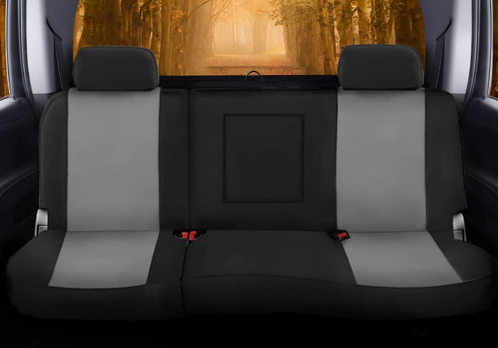 **Custom Fit 2014-2018 Chevy Silverado Neoprene SUV Rear Seat Covers – Gray & Black 60/40 Split with Armrest – Durable & Water-Resistant for Trucks & SUVs – Perfect for Pets, Travel & Outdoor Adventures**