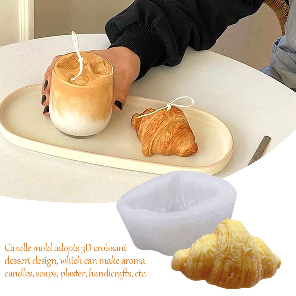 3D Croissant Silicone Mold for Candle & Soap Making - DIY Wax Bread Candle Molds, Realistic Pastry Shaped Baking Supplies for Home Decor, Wedding Favors, and Craft Projects