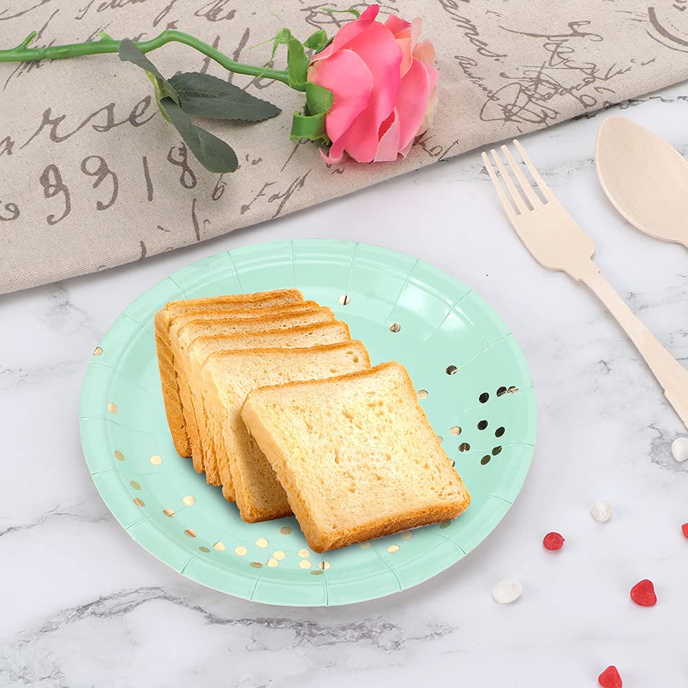 8-Piece Disposable Paper Plate Set - Eco-Friendly Cake Trays & Dessert Platters for BBQ, Birthday, Christmas, Wedding Parties (Mint Green) | Perfect for Outdoor Events, Catering & Holiday Celebrations