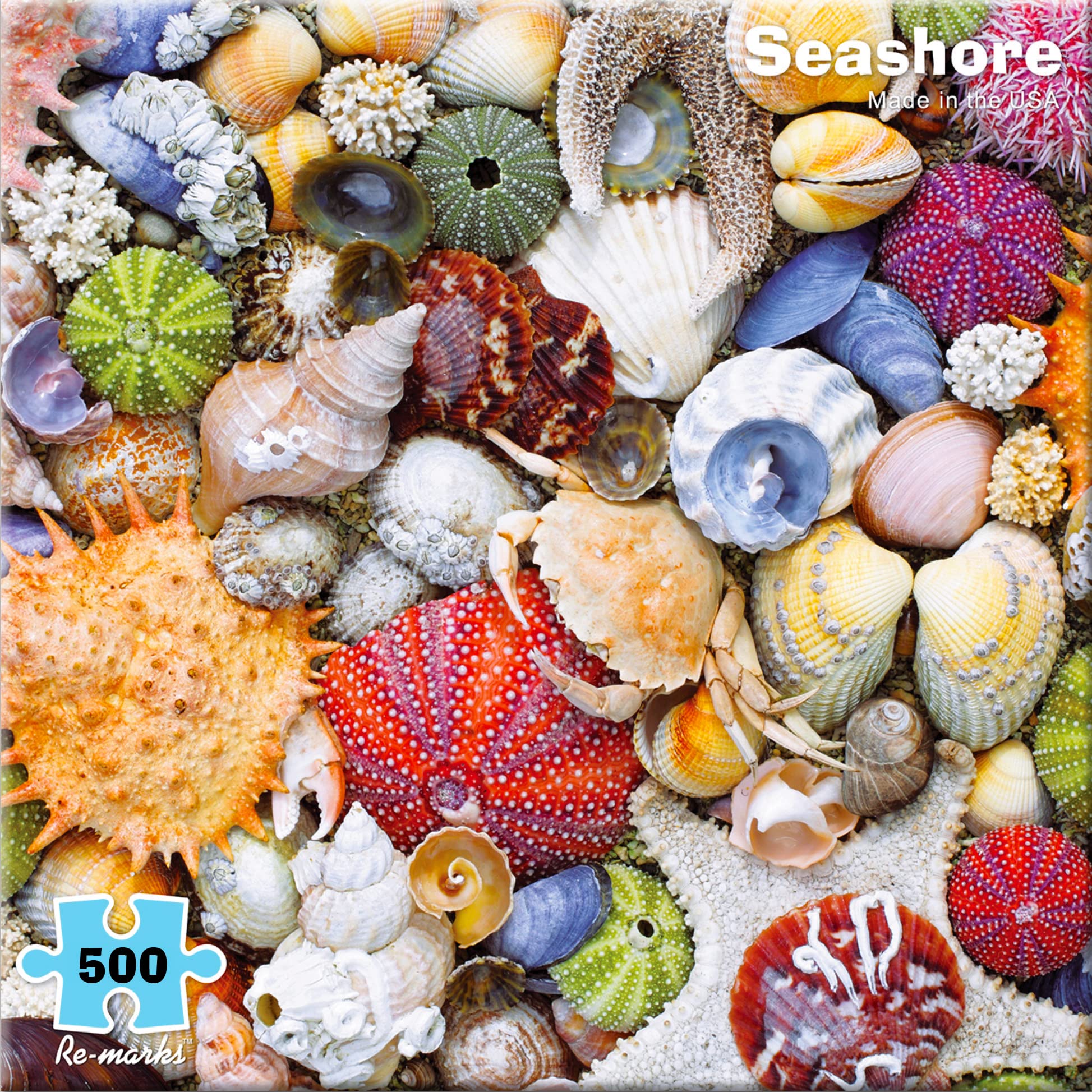 Re-marks Seashore 500-Piece Jigsaw Puzzle - Colorful Ocean Art Puzzle for Adults & Kids - Perfect for Family Game Night & Beach-Themed Decor