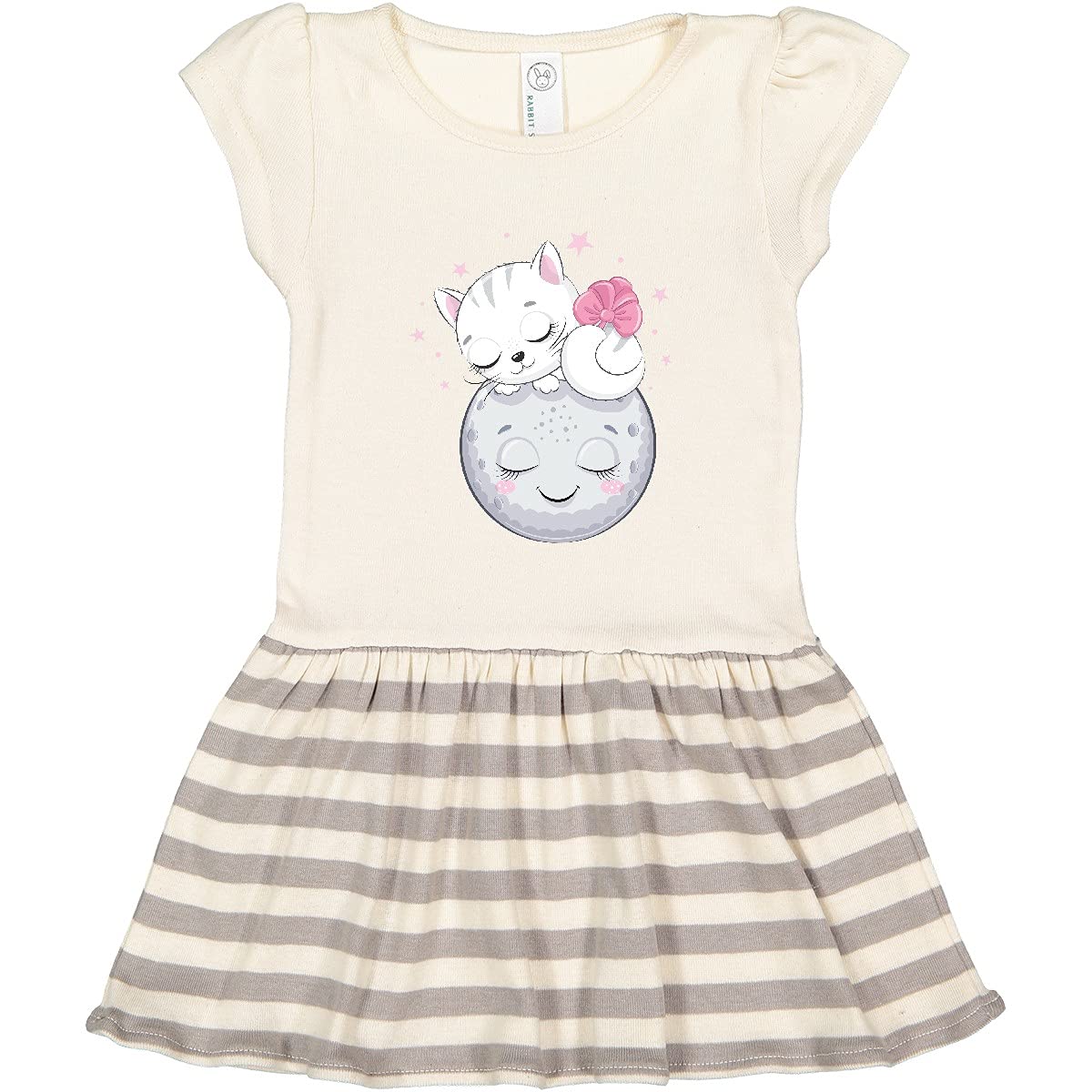 Inktastic Cat on The Moon Toddler Dress - Cute Space Cat Print Baby Girl Outfit for Playdates & Birthday Parties