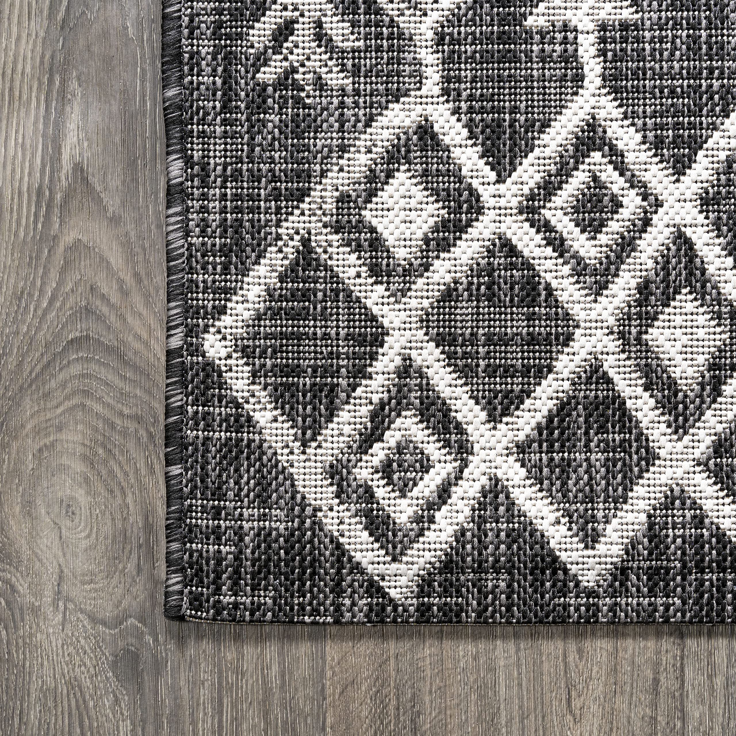 JONATHAN Y SMB132E-210 Tokay Bohemian Geometric Indoor/Outdoor Rug - Contemporary Non-Shedding Easy Clean - 2'x10' Black/Ivory - Perfect for Bedroom, Kitchen, Backyard & Patio