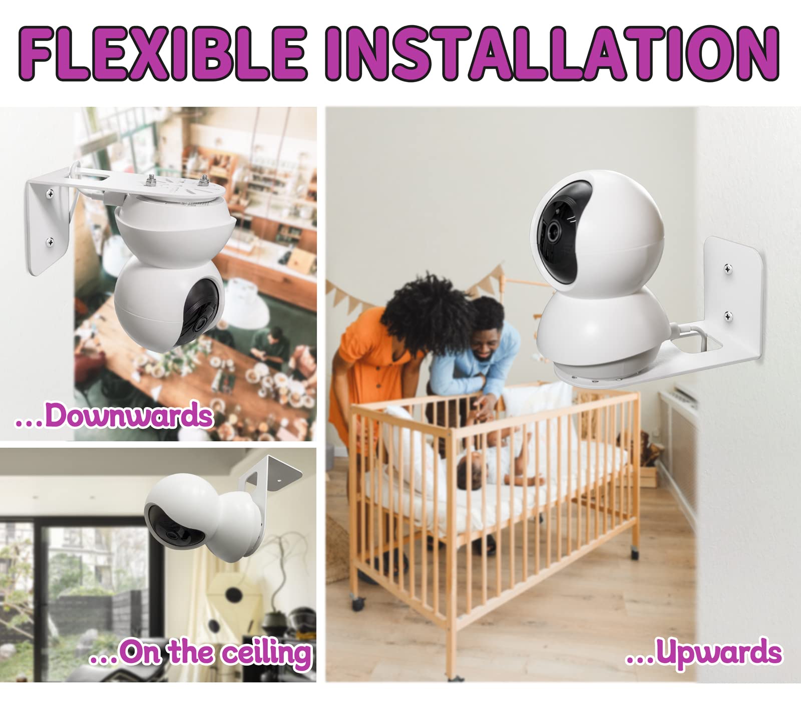 Tapo Surveillance Camera Wall/Ceiling Mount Bracket - Heavy Duty Metal Adjustable Mount for TP-Link Tapo Indoor Security Cameras - Perfect for Home, Office & Garage Security Monitoring