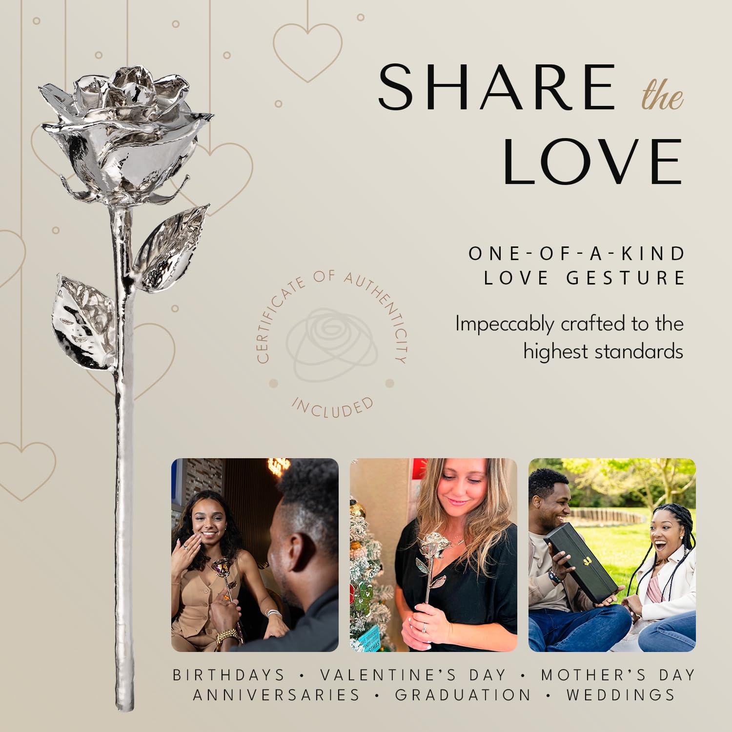 Forever Rose Real Platinum Dipped Rose – Genuine Handcrafted Everlasting Flower, Unique Romantic Gift for Women & Men – Perfect for Anniversaries, Weddings & Valentine's Day