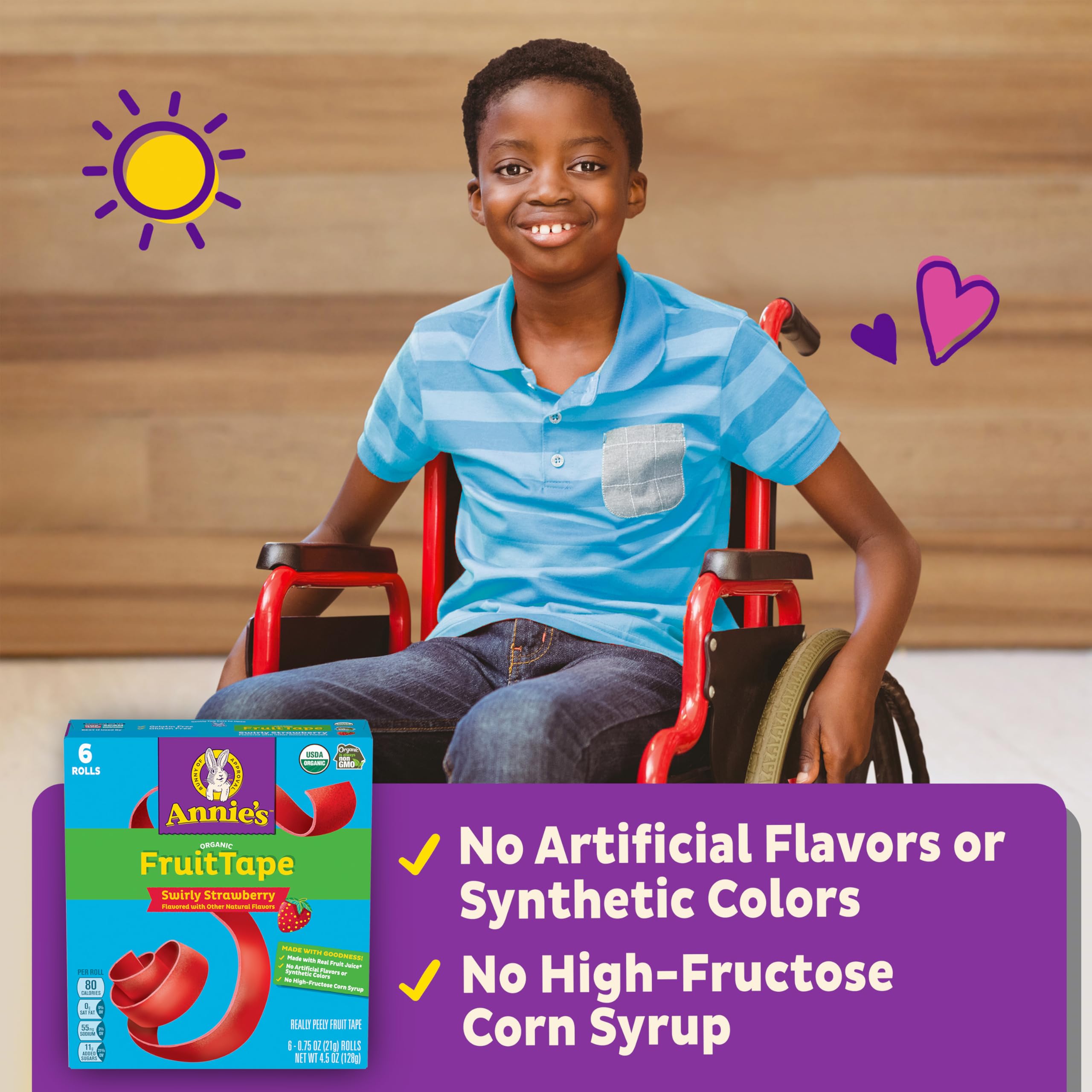 Annie's Organic Fruit Tape Swirly Strawberry - Non-GMO, USDA Organic Fruit Snacks, 6 Rolls (4.5 oz) - Healthy Kids Snack for Lunch Boxes, School, Travel & On-the-Go