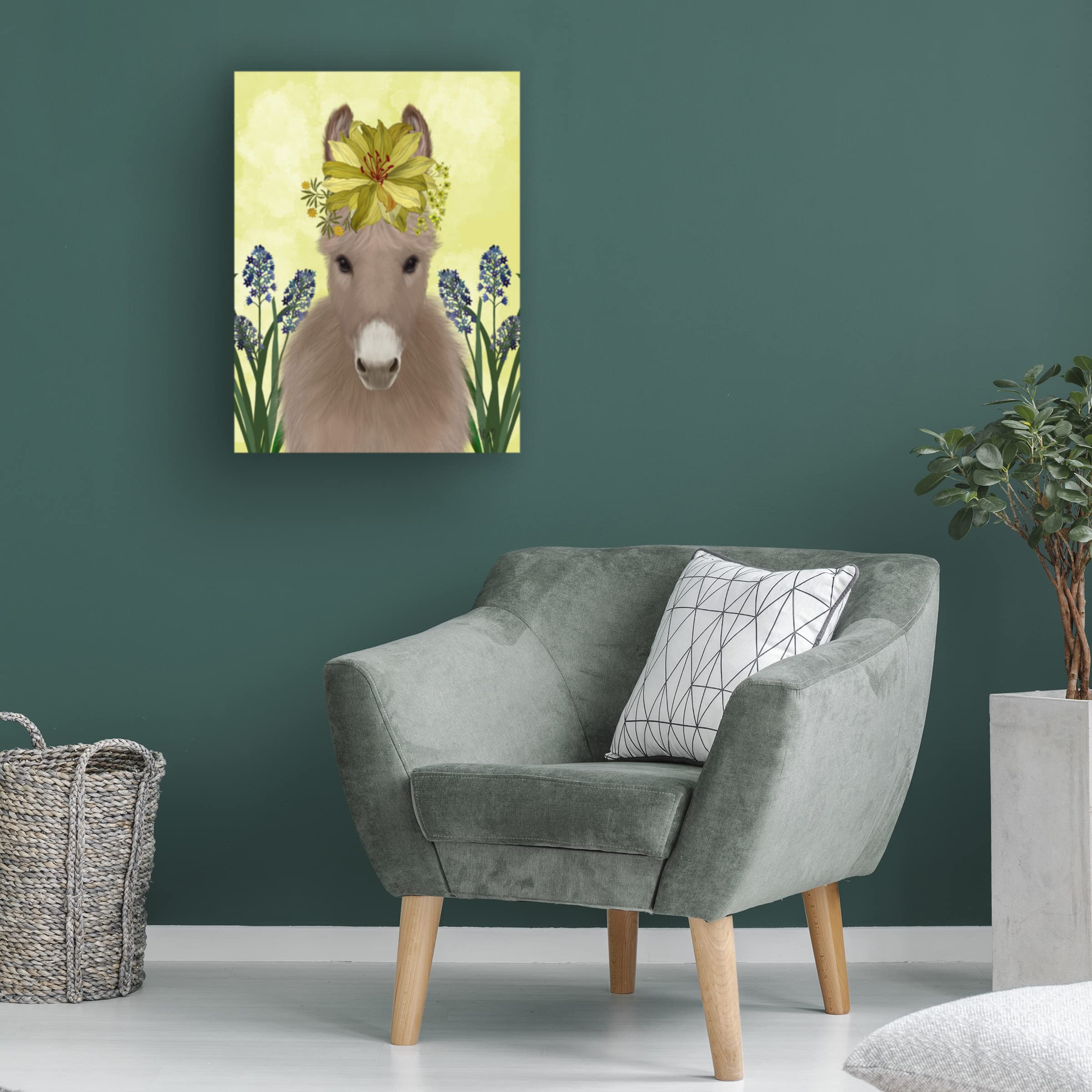 Fab Funky 'Donkey Sunflower' Canvas Wall Art Print - Modern Home Decor for Living Room, Bedroom & Office - Trademark Fine Art Collection