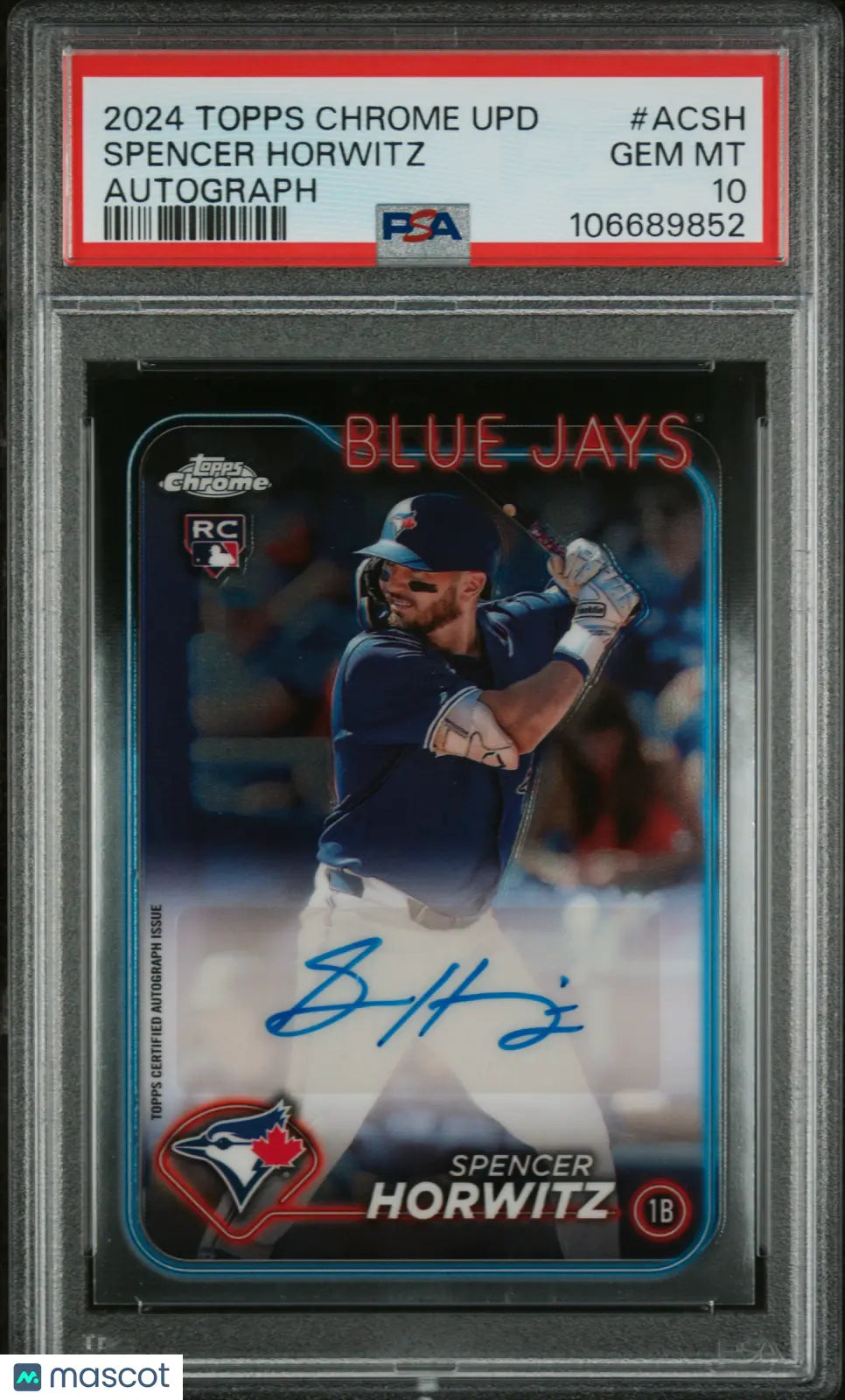 2024 Topps Chrome Update Spencer Horwitz RC Rookie Auto PSA 10 Graded Baseball Card - Perfect for Collectors & Sports Memorabilia Enthusiasts