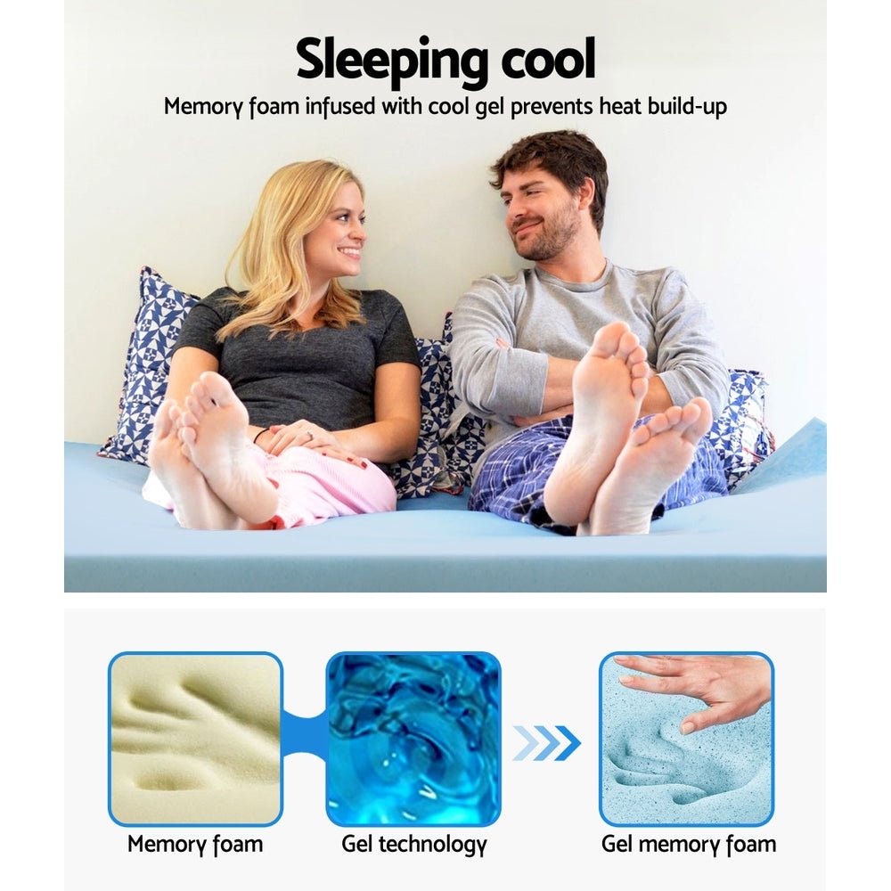 Cool Gel Memory Foam Mattress Topper with Bamboo Cover - 5cm King Size | Pressure Relief & Temperature Regulation for Back Pain & Hot Sleepers | Perfect for Bedroom, Guest Room & Dorm
