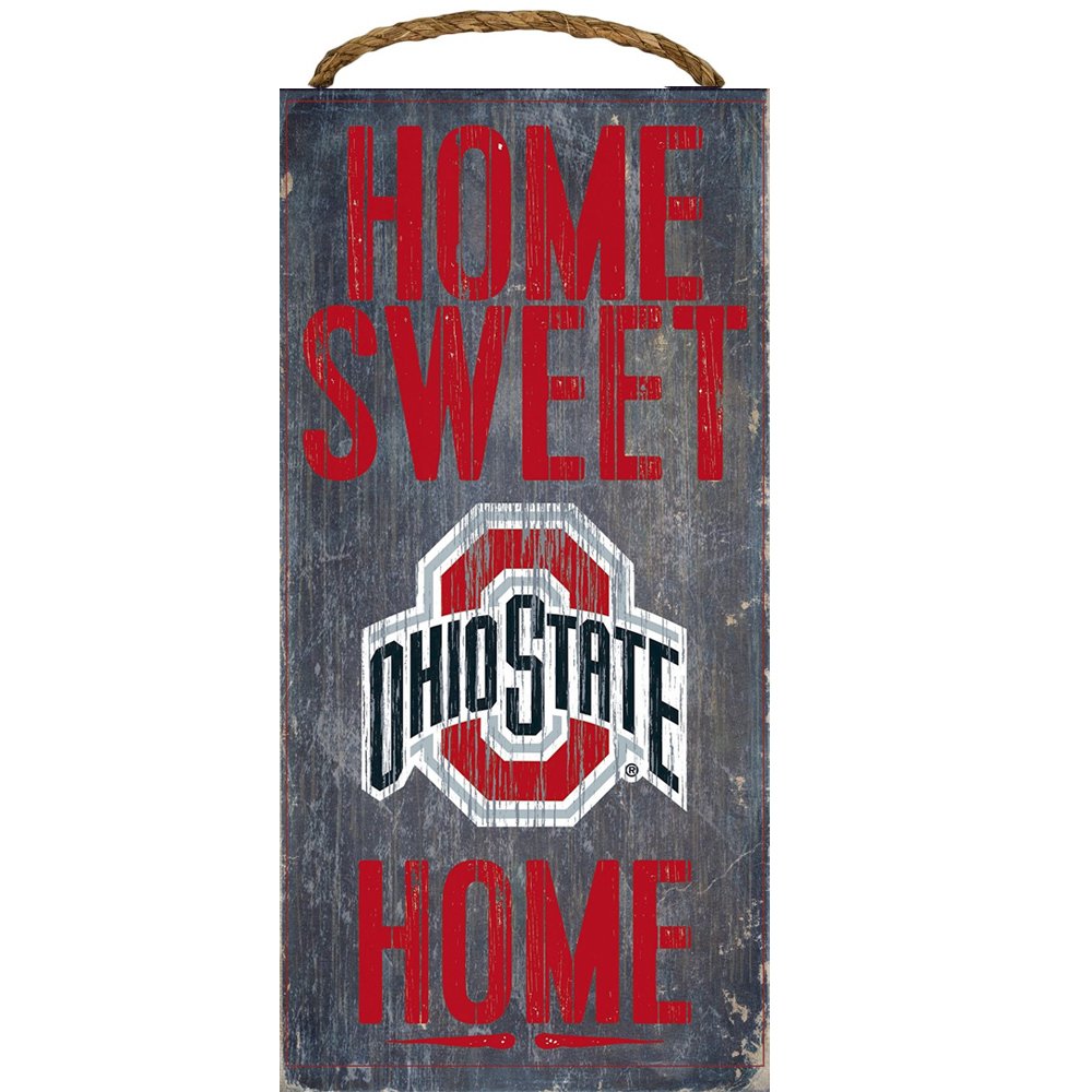 Fan Creations NCAA Ohio State Buckeyes 6x12 Inch Wooden Home Sweet Home Sign - Perfect for Game Room, College Dorm Decor & Buckeyes Fan Gifts