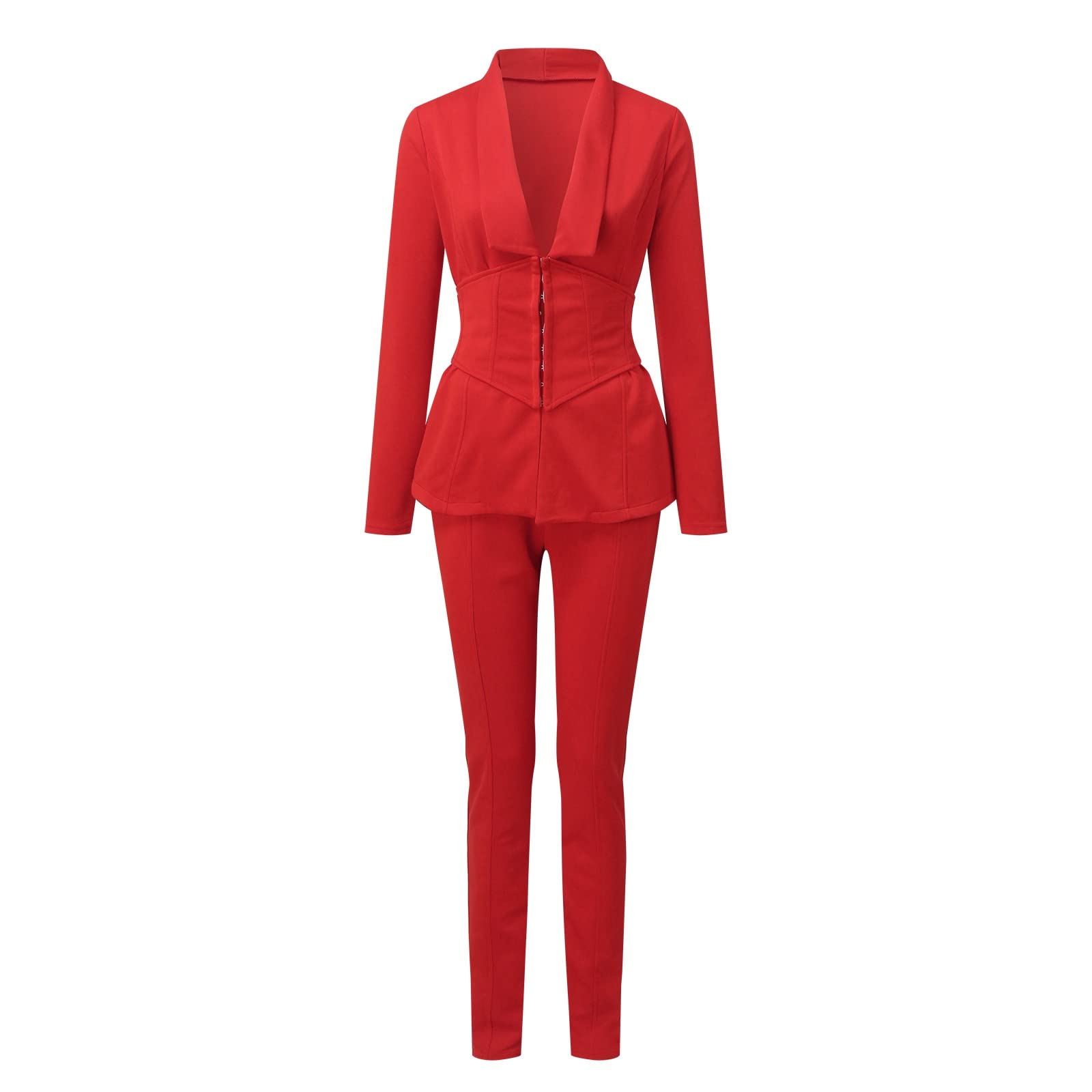 Women's Two Piece Suit Set - Sexy Lapel Office Business Outfit with Long Sleeve Blazer & Formal Pants | Perfect for Work, Business Meetings & Professional Events