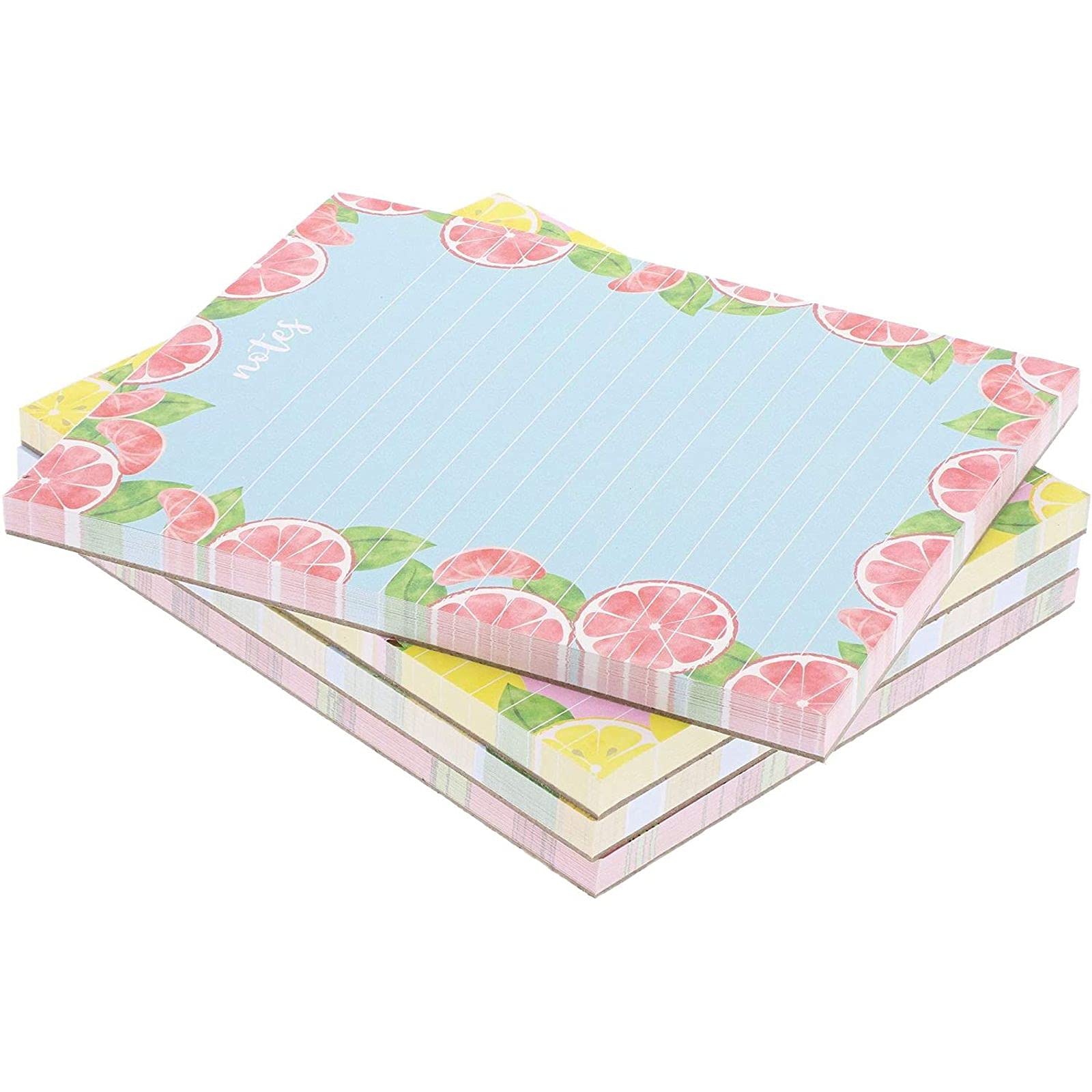 Paper Junkie Cute Fruit Design Notepads - 4.25 x 5.5 Inch Lined Memo Pads, To-Do List Notebooks, Pack of 4 - Perfect for Office Tasks, School Notes & Grocery Lists