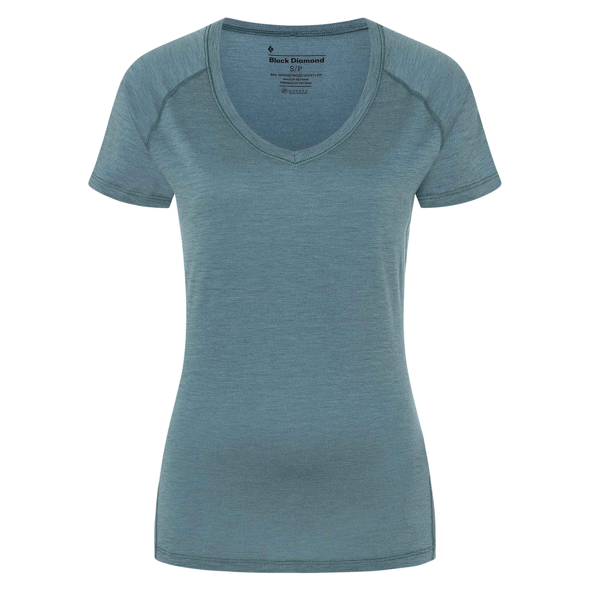 Black Diamond Women's Flux Merino Short Sleeve Shirt - Storm Blue, Medium | Moisture-Wicking & Odor-Resistant Hiking & Travel Top for Outdoor Adventures