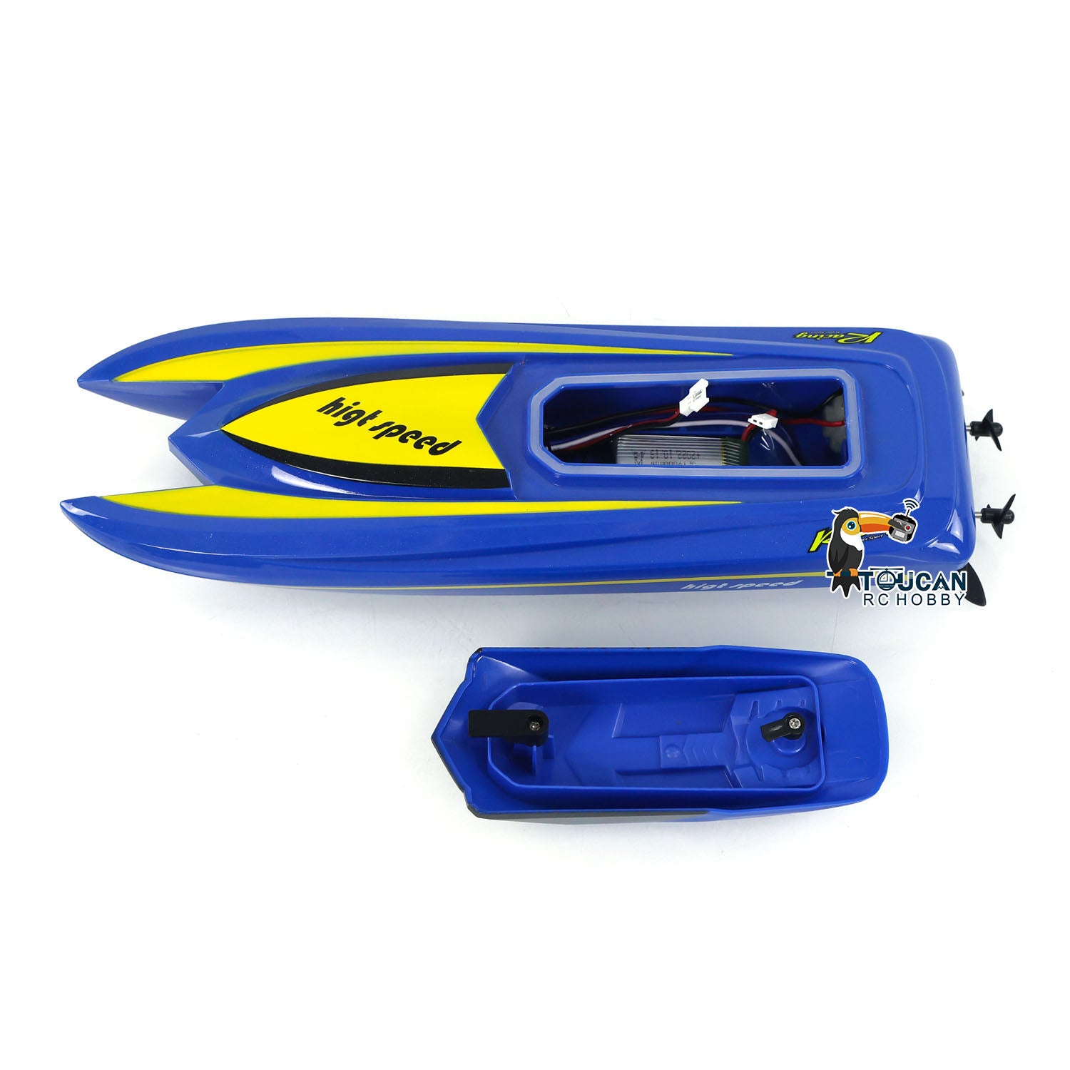 TOUCAN High Speed Electric RC Boat - Ready to Run (RTR) Radio Controlled Racing Ship for Kids & Adults - Durable Plastic Pool & Lake Toy for Outdoor Water Play - Painted & Assembled for Immediate Fun