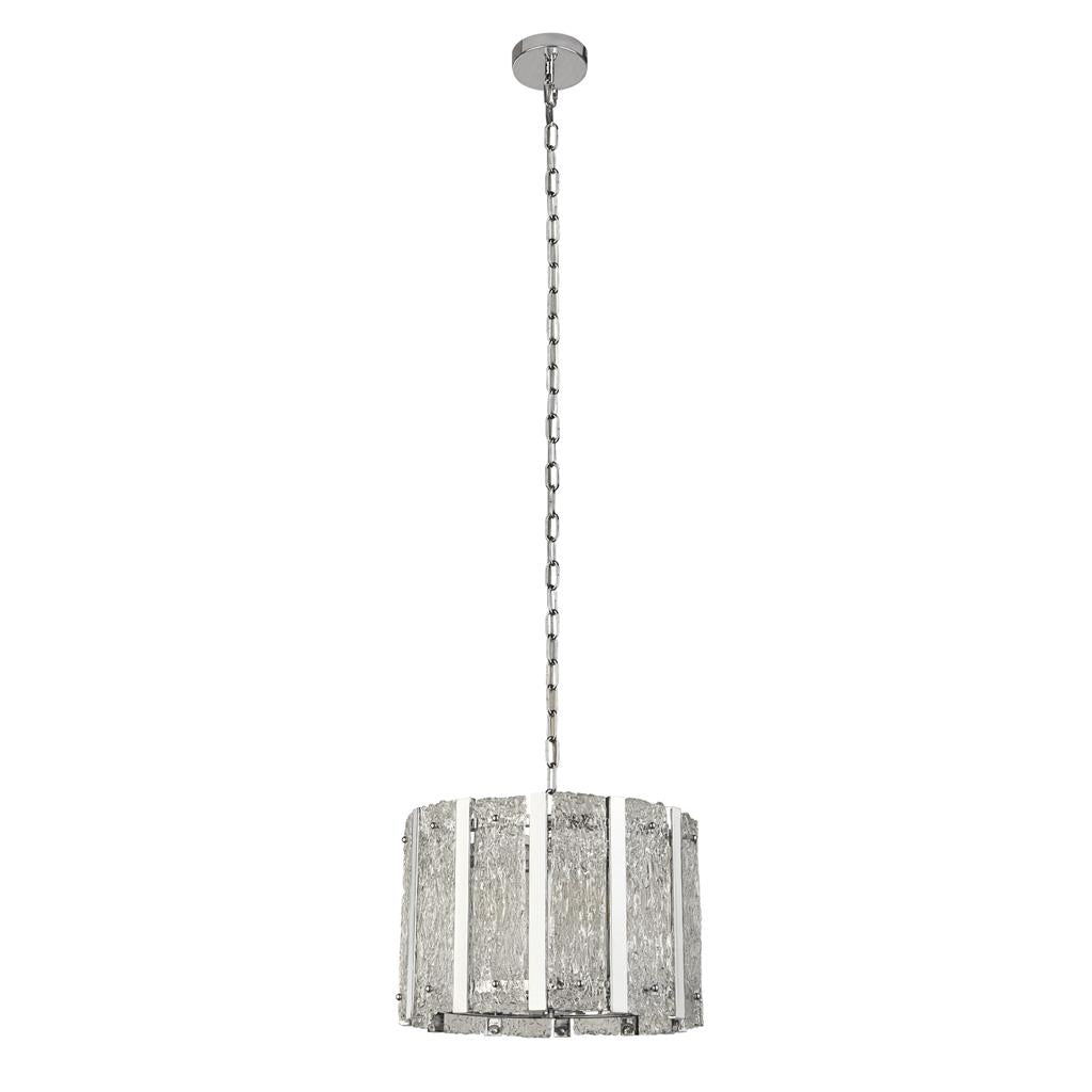 Alexandra 5Lt Crystal Ceiling Light Fixture - Satin Silver Finish with Aquatex Glass - Elegant Dining Room & Bedroom Lighting